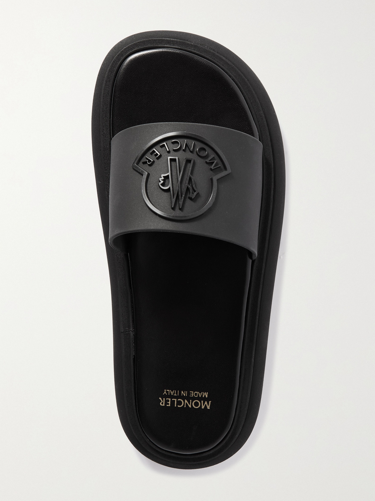 Shop Moncler Slyder Appliquéd Rubber Slides In Black