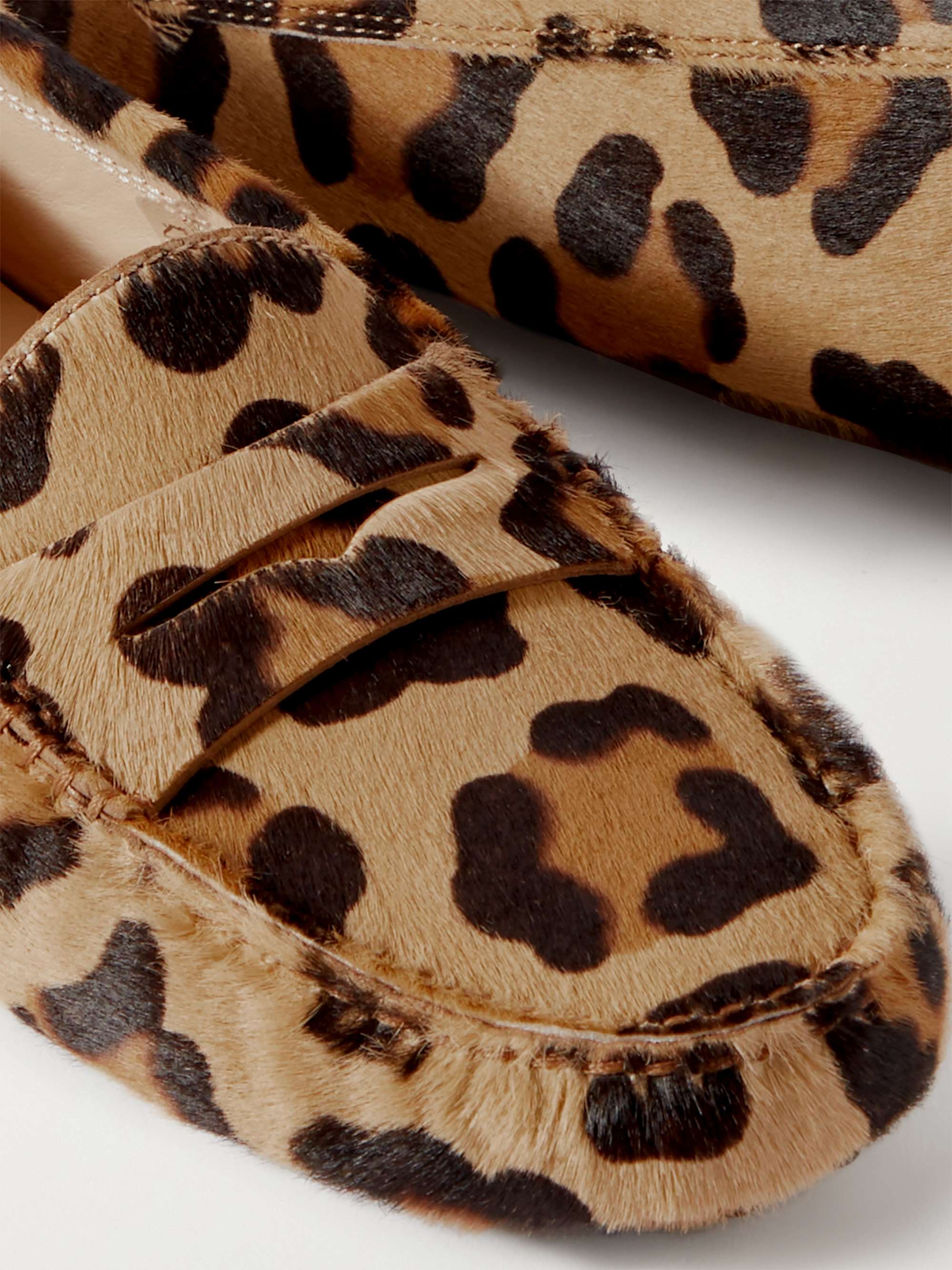 TOD'S Gommini leopard-print calf hair loafers