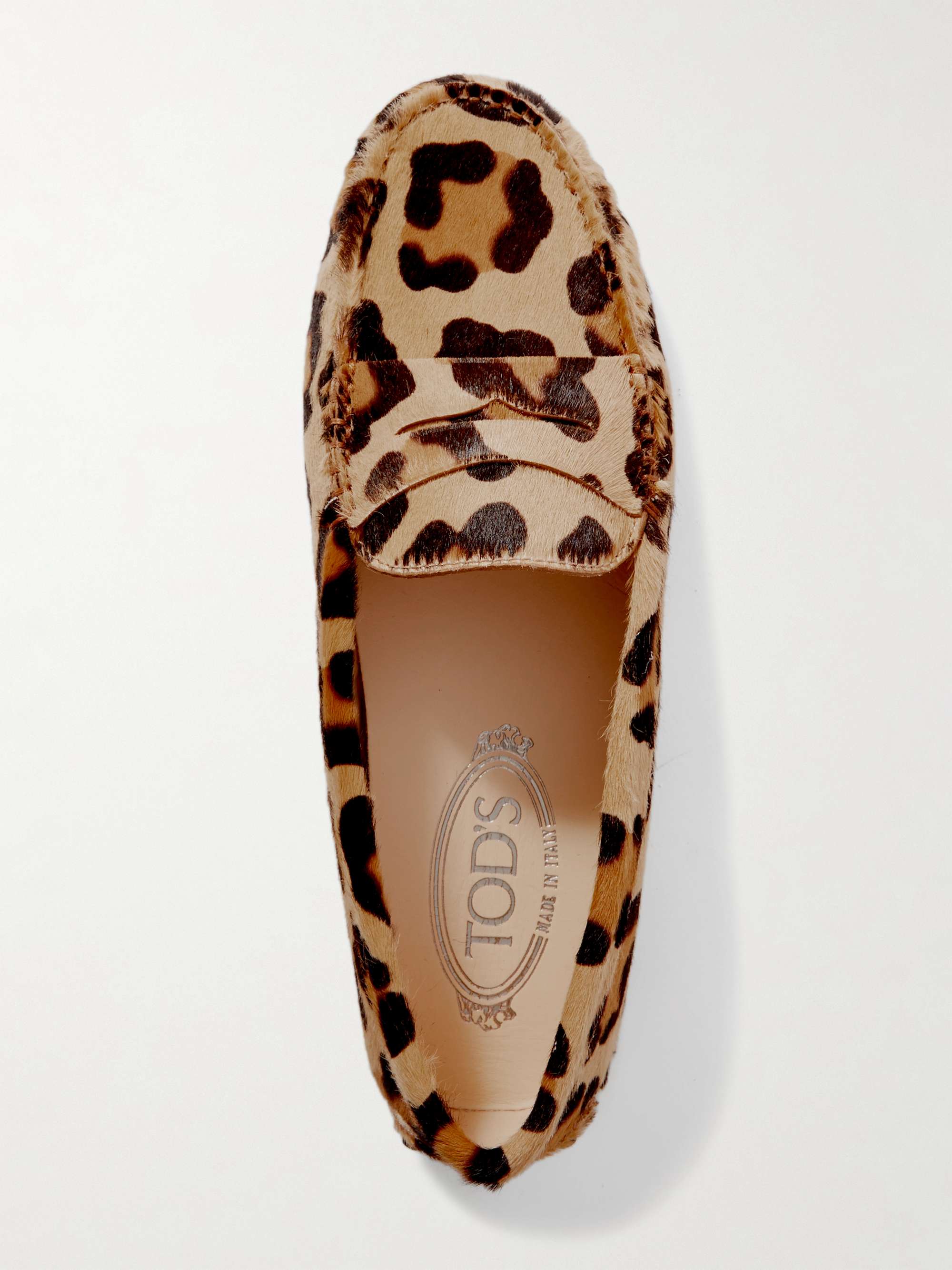TOD'S Gommini leopard-print calf hair loafers