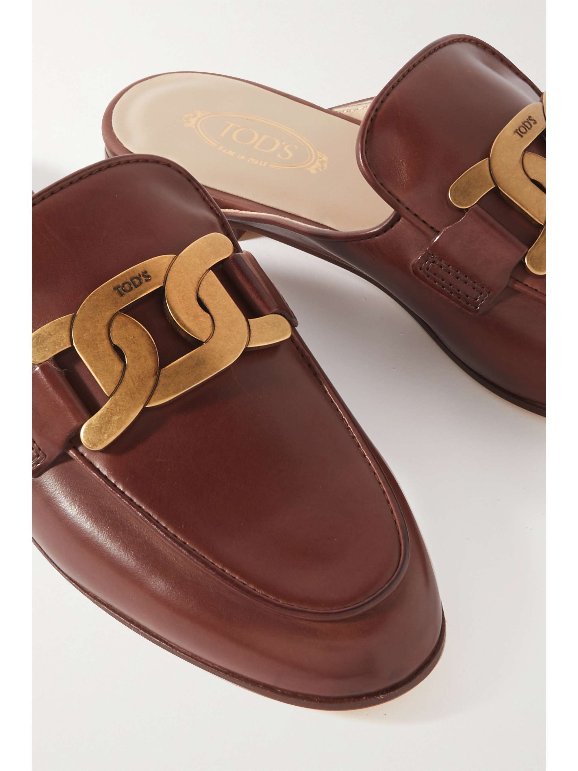 TOD'S Embellished leather slippers