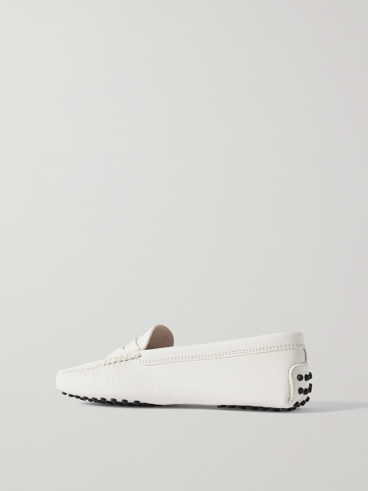 Tod's Gommino Textured-leather Loafers In White