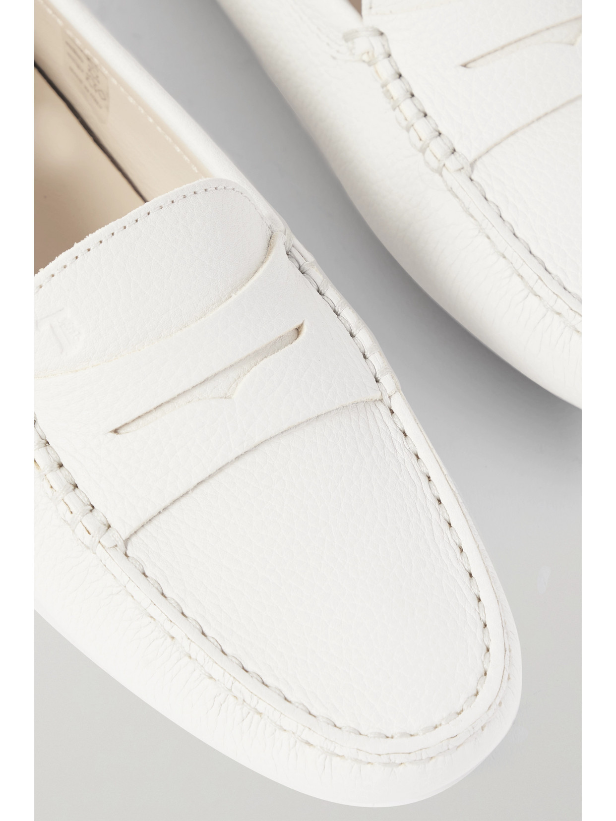 Tod's Gommino Textured-leather Loafers In White