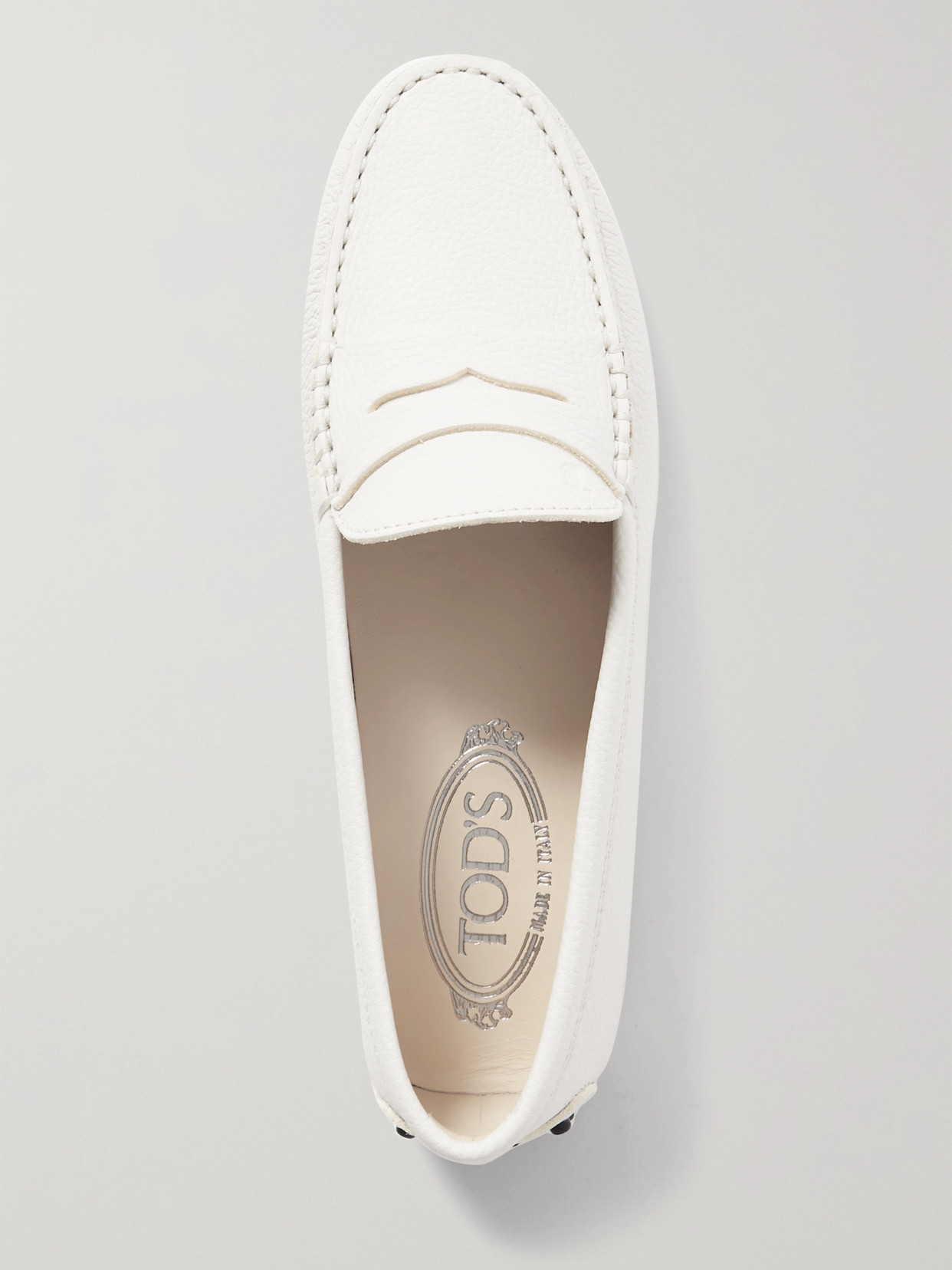 Tod's Gommino Textured-leather Loafers In White