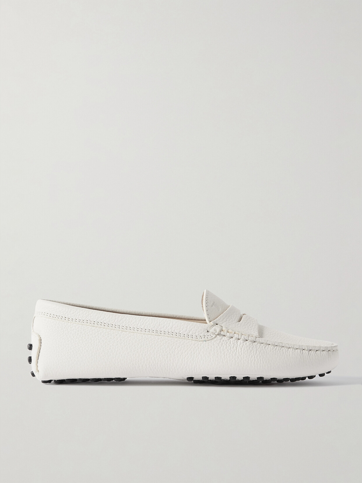 Tod's Gommino Textured-leather Loafers In White