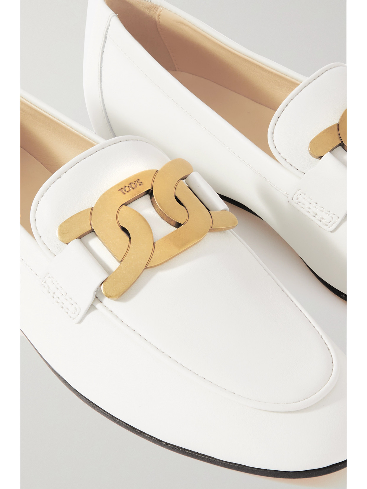 Tod's Kate Embellished Leather Loafers In White