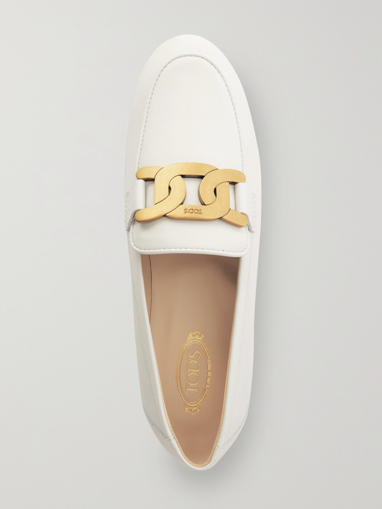 Tod's Kate Embellished Leather Loafers In White