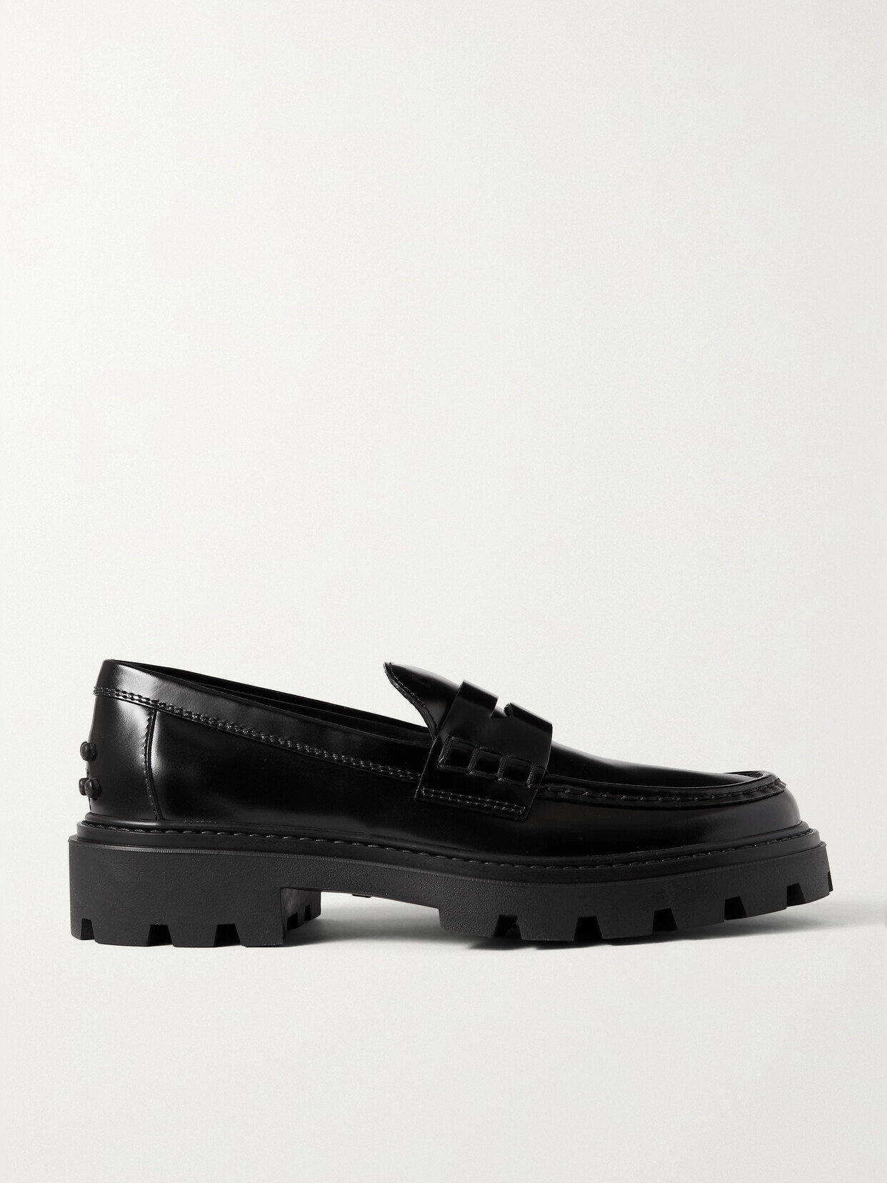 Tod's Gomma Pesante Glossed-leather Loafers In Black