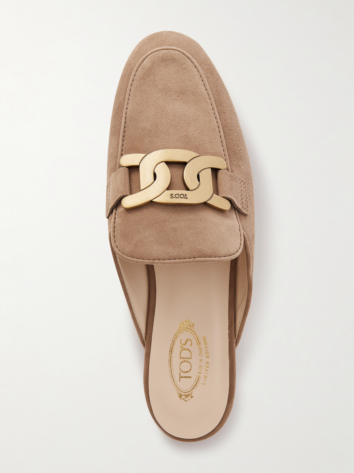 Tod's Embellished Suede Slippers In Brown