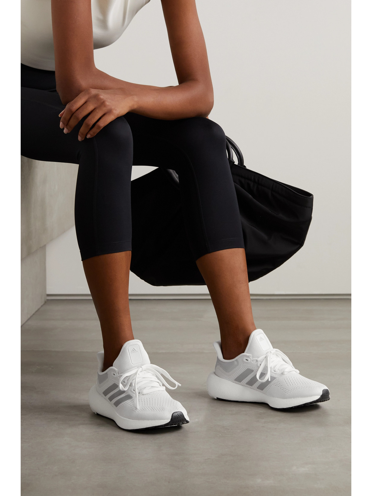 Adidas Originals Pureboost 22 Rubber-trimmed Mesh Sneakers In White