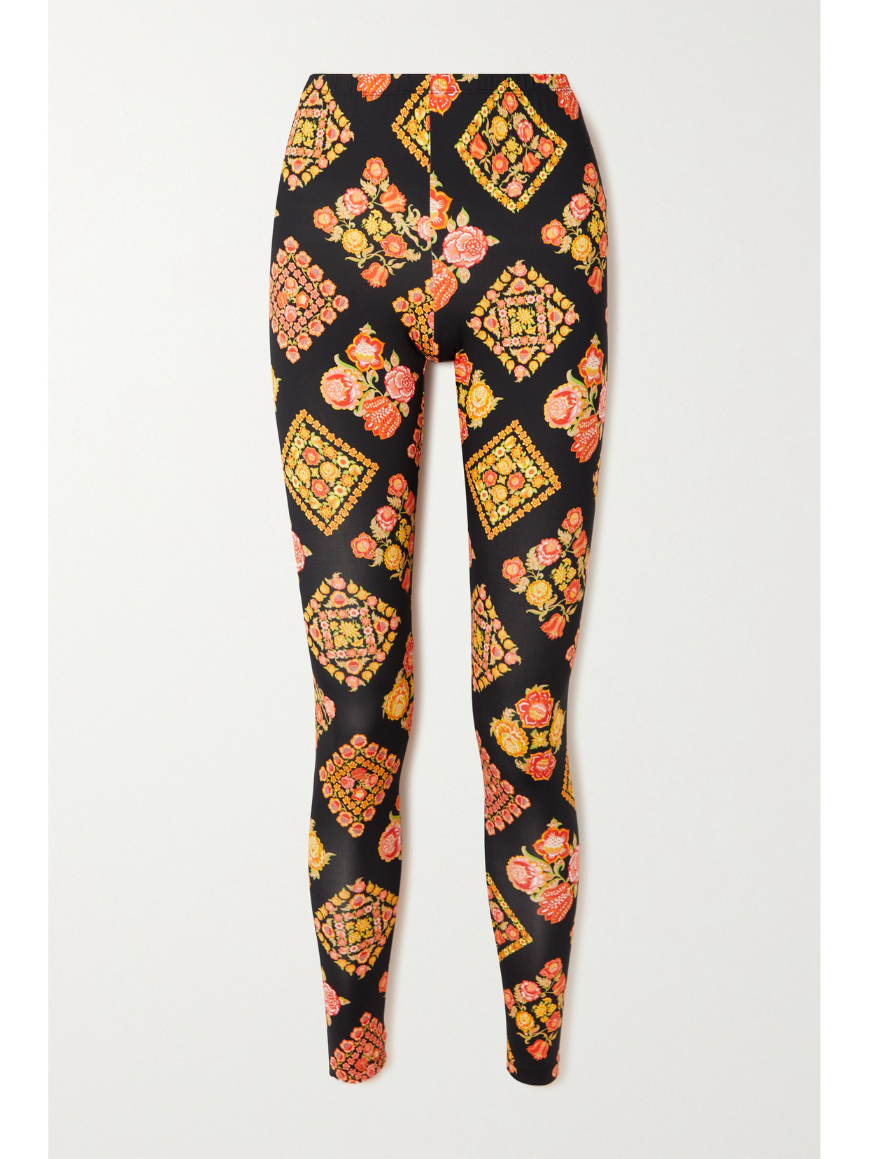 La Doublej Floral-print Stretch-jersey Leggings In Black
