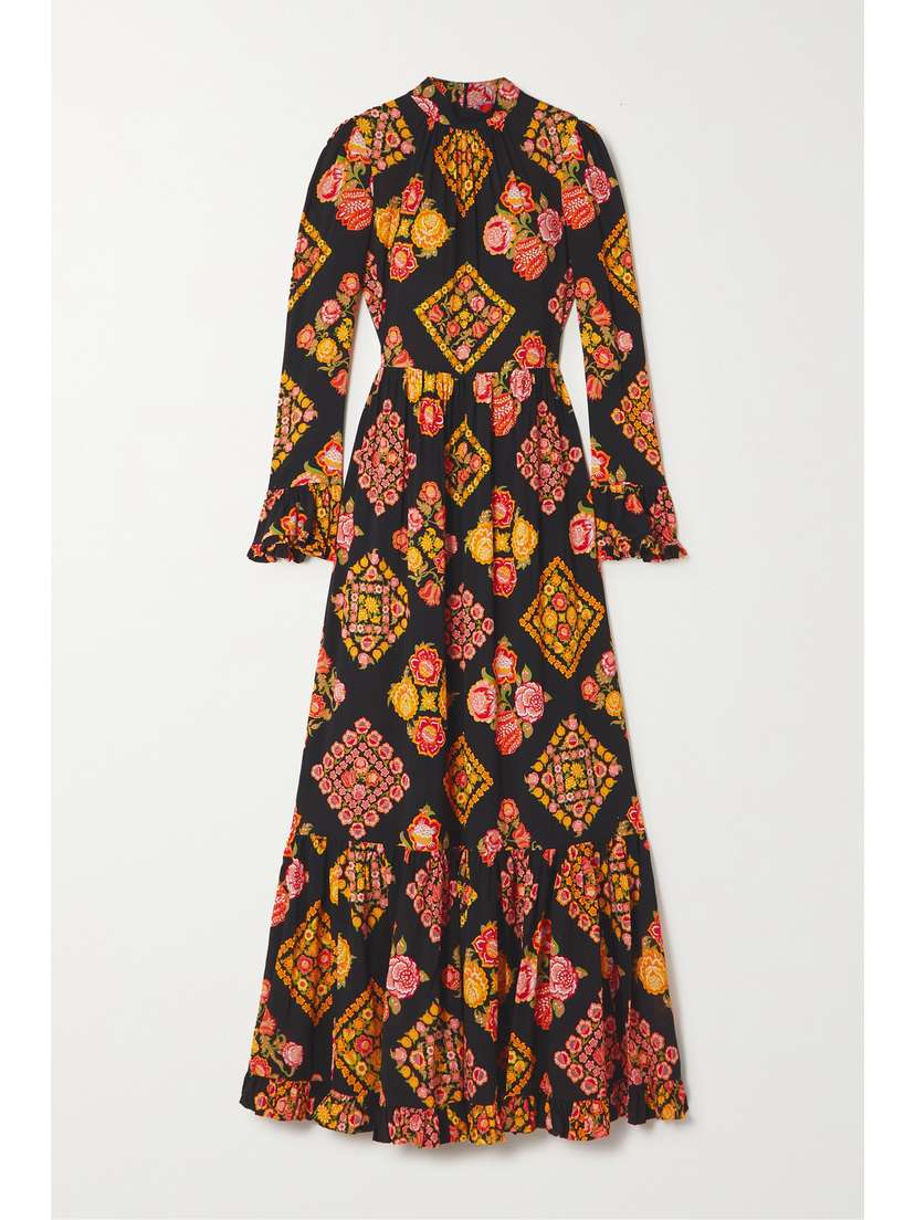 La DoubleJ Visconti Tiered Floral-print Crepe Maxi Dress