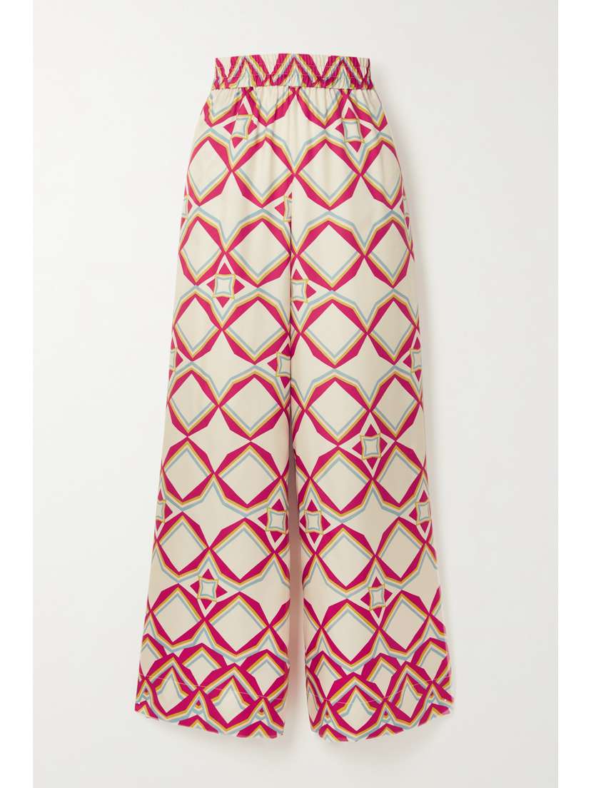 La DoubleJ Printed Silk-twill Wide-leg Pants - xx large