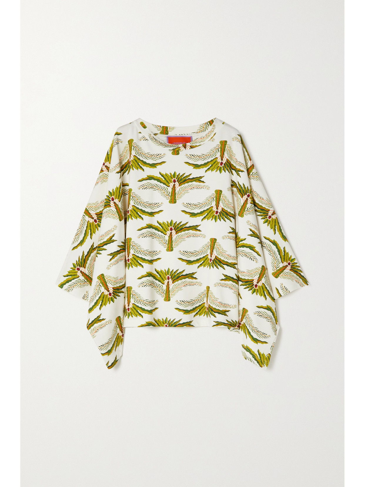 La Doublej Meditation Printed Cotton-jersey Tunic In White