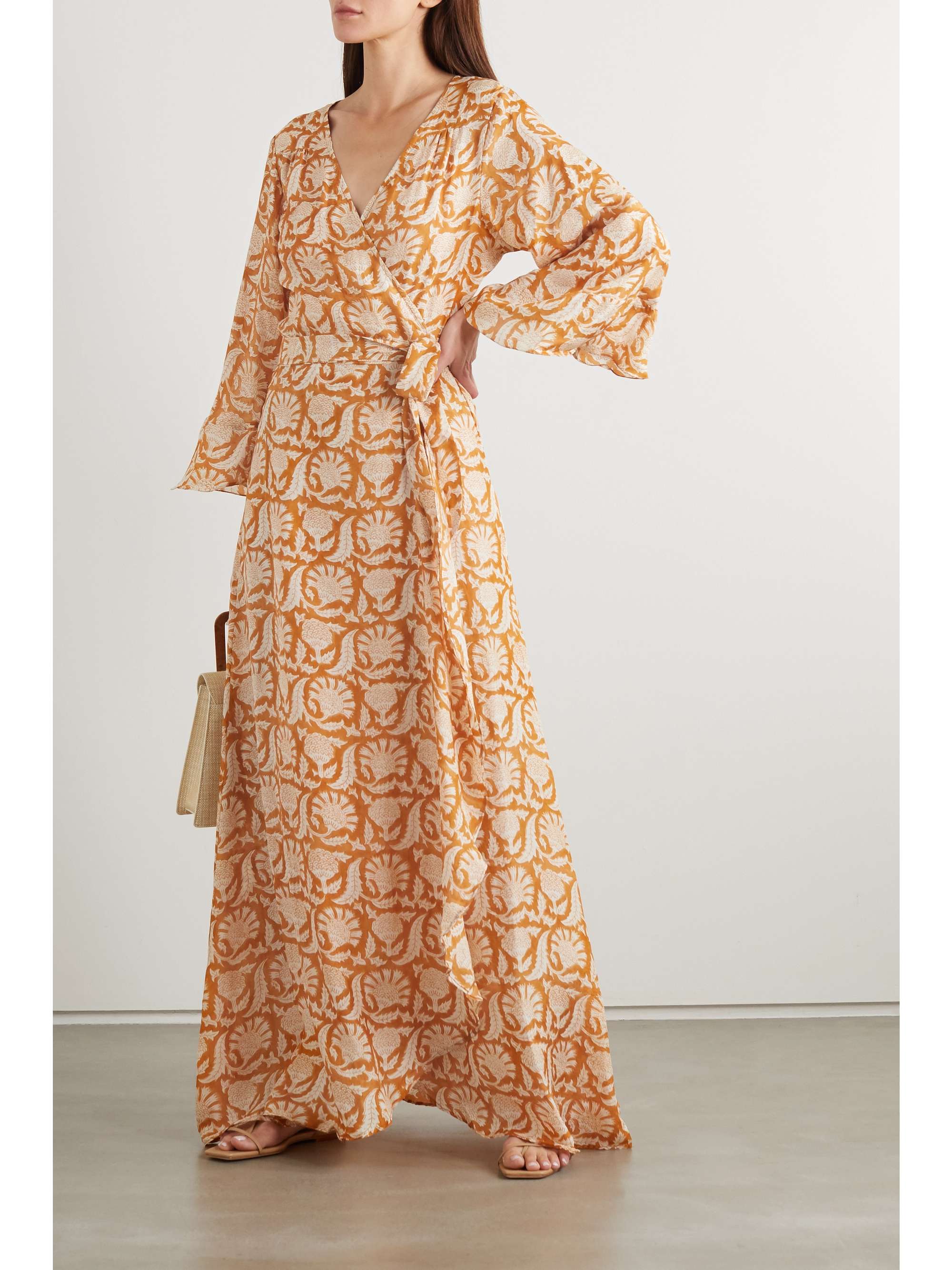 silk wrap maxi dress