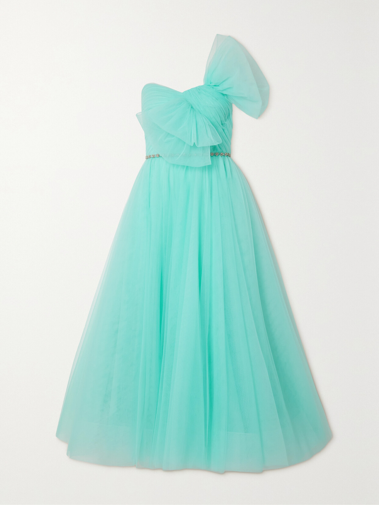 Jenny Packham Strapless Crystal-embellished Bow-detailed Tulle Gown