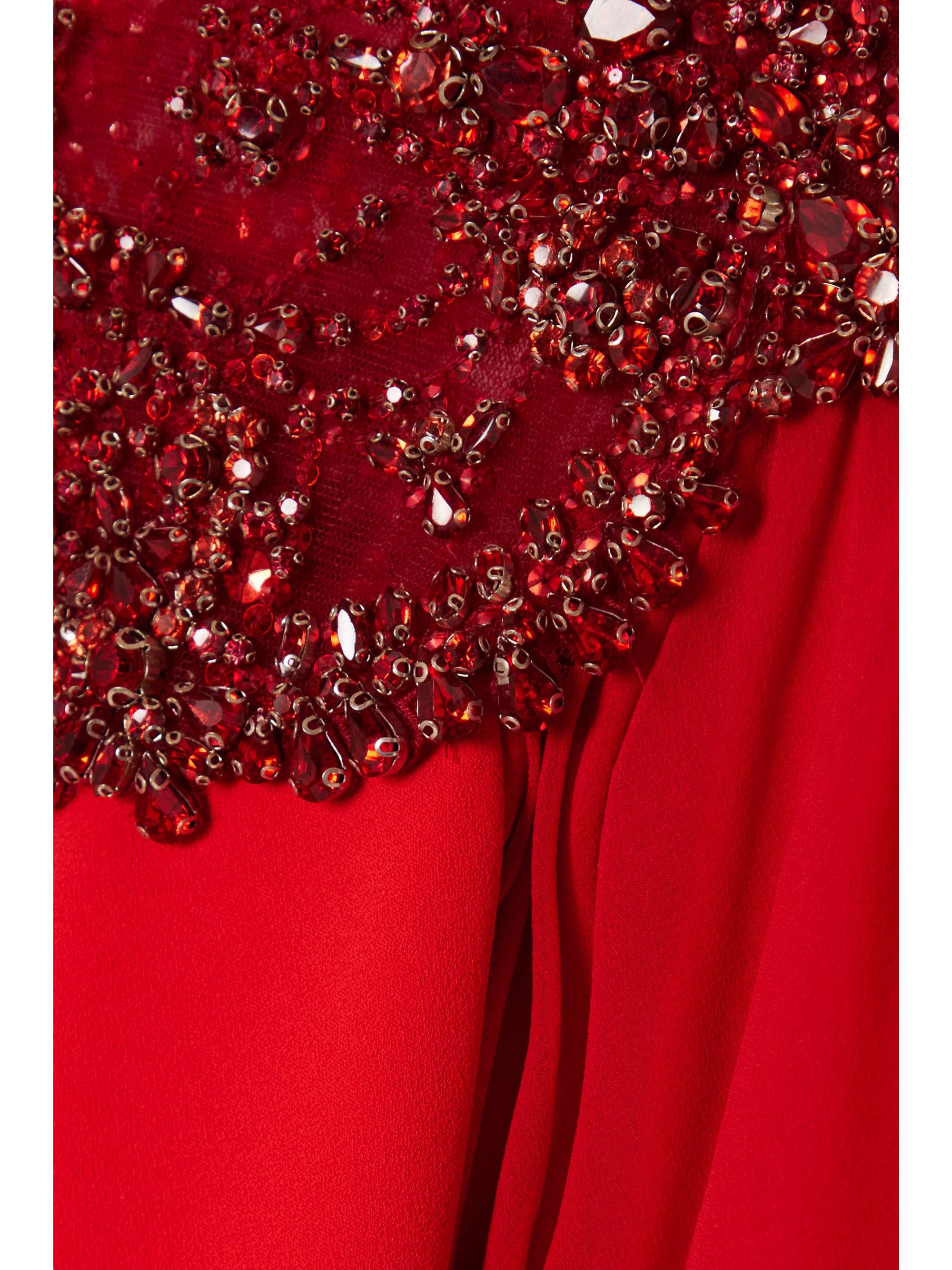JENNY PACKHAM 绉纱雪纺绸水晶缀饰绢网礼服