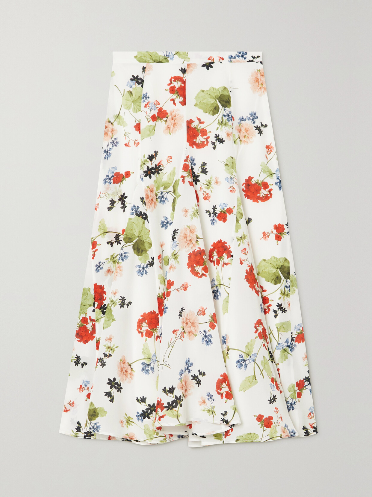 ERDEM CHRISTINA PLEATED FLORAL-PRINT SILK CREPE DE CHINE MIDI SKIRT