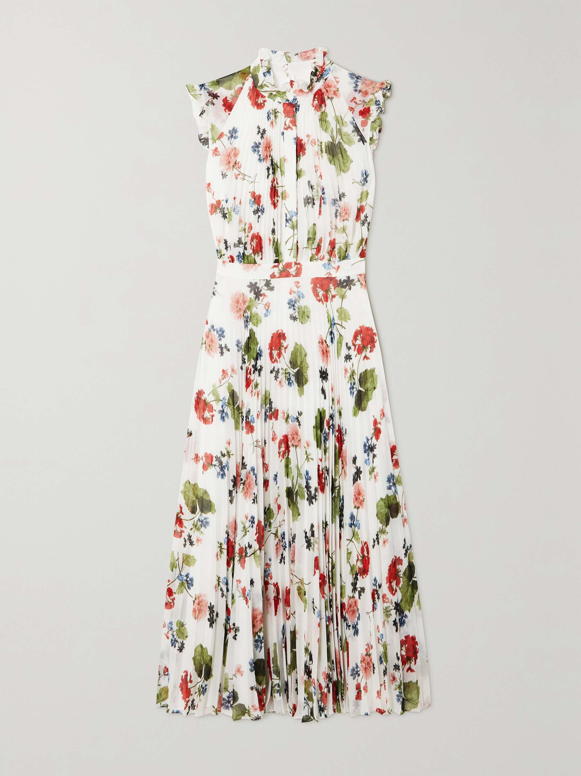 net-a-porter.com | Robe midi plissée en georgette à imprimé fleuri Roisin