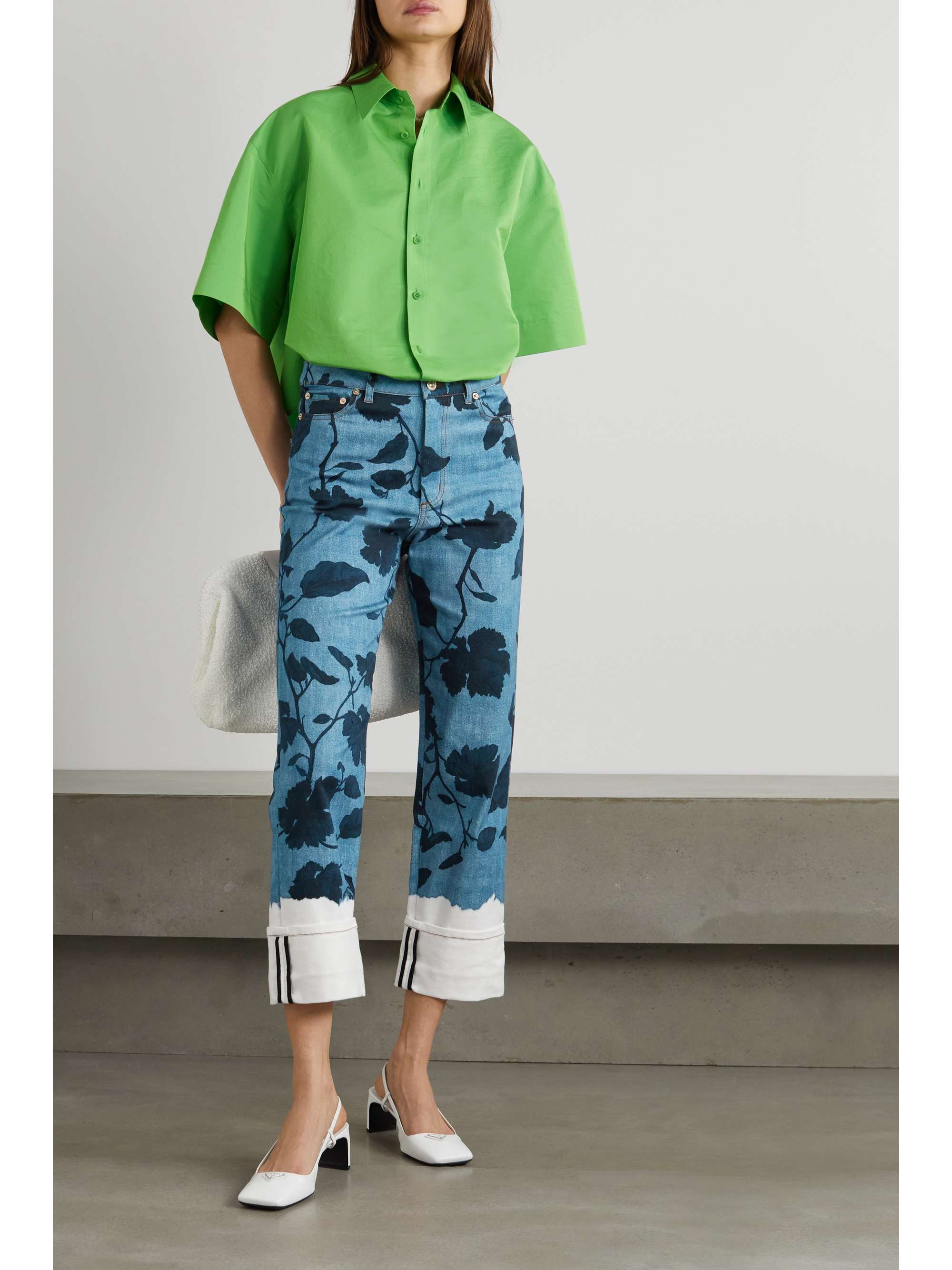 ERDEM Nathaniel printed high-rise straight-leg jeans