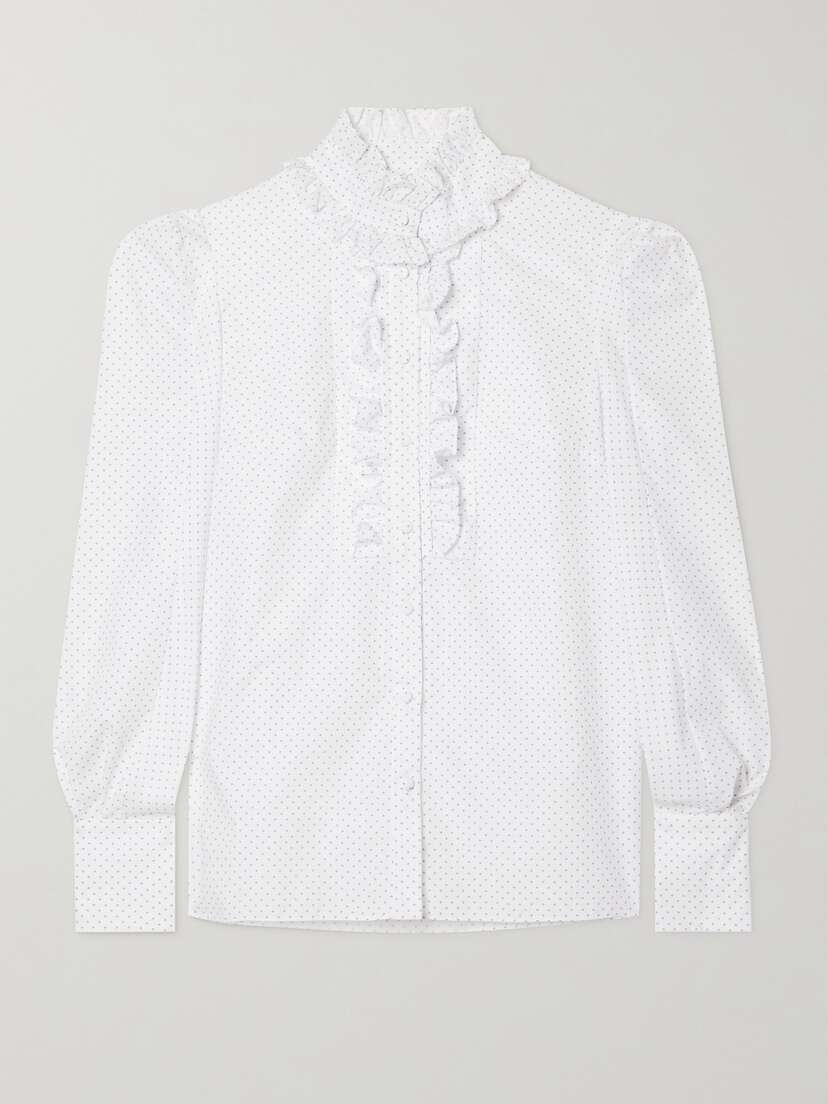 Erdem Constance Ruffled Printed Poplin Blouse - UK 22