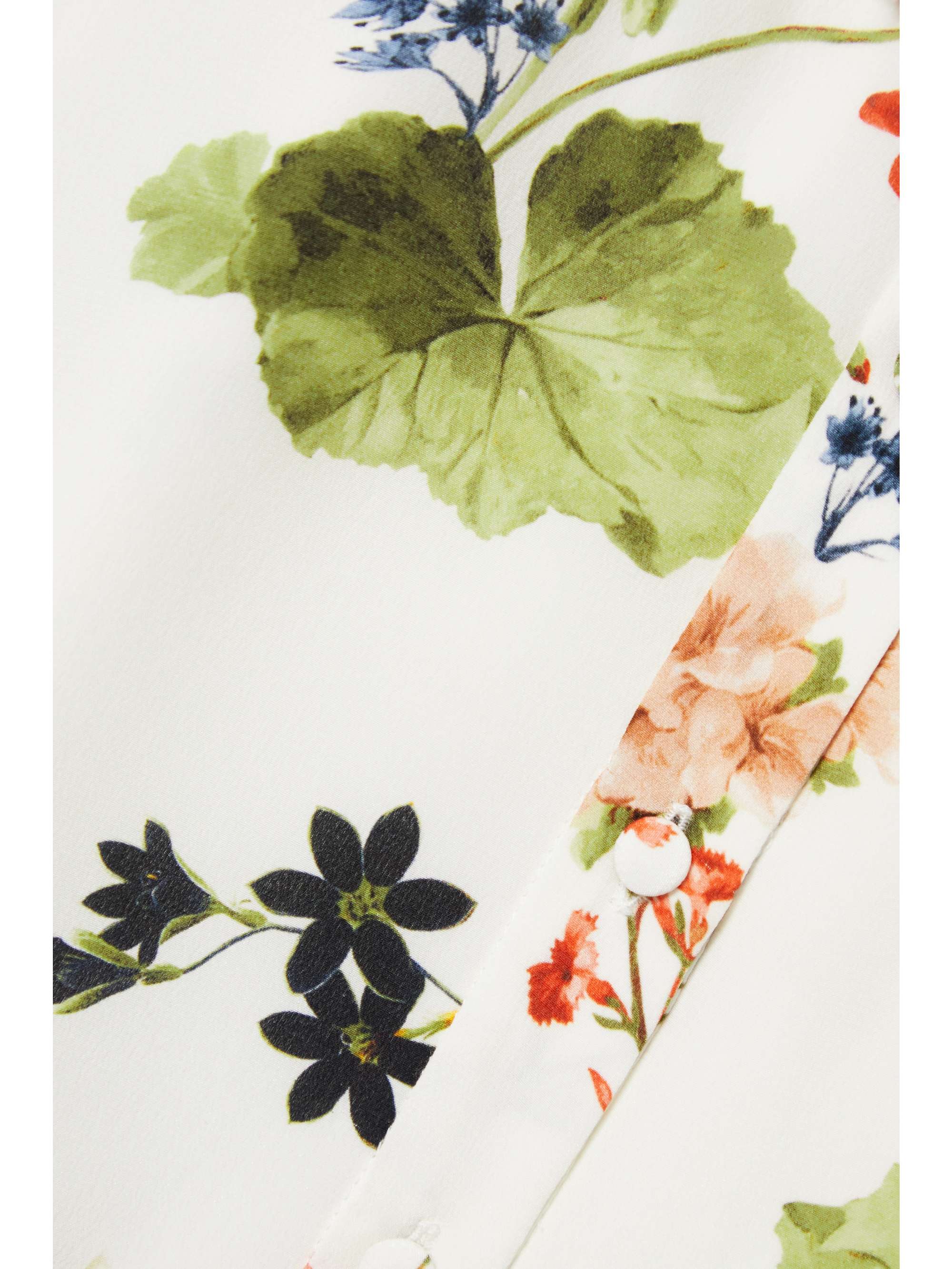 ERDEM Constance 褶饰花卉印花真丝双绉女衫
