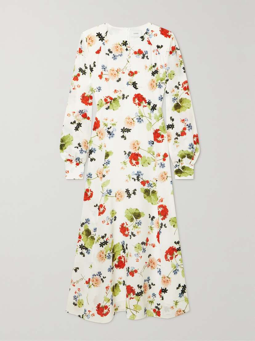 Erdem Leigh Floral-print Silk Crepe De Chine Midi Dress