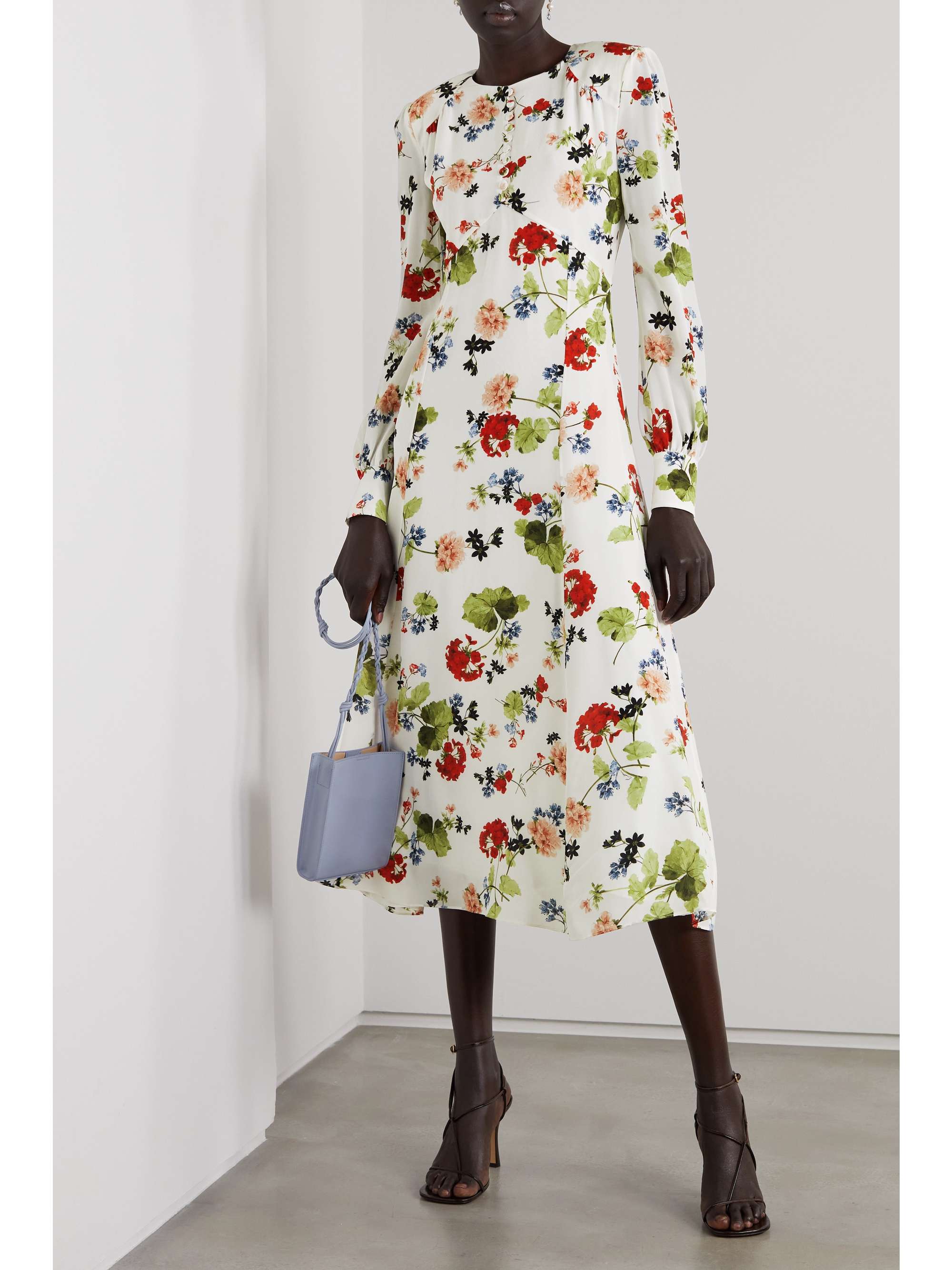 ERDEM Leigh floral-print silk crepe de chine midi dress | NET-A-PORTER