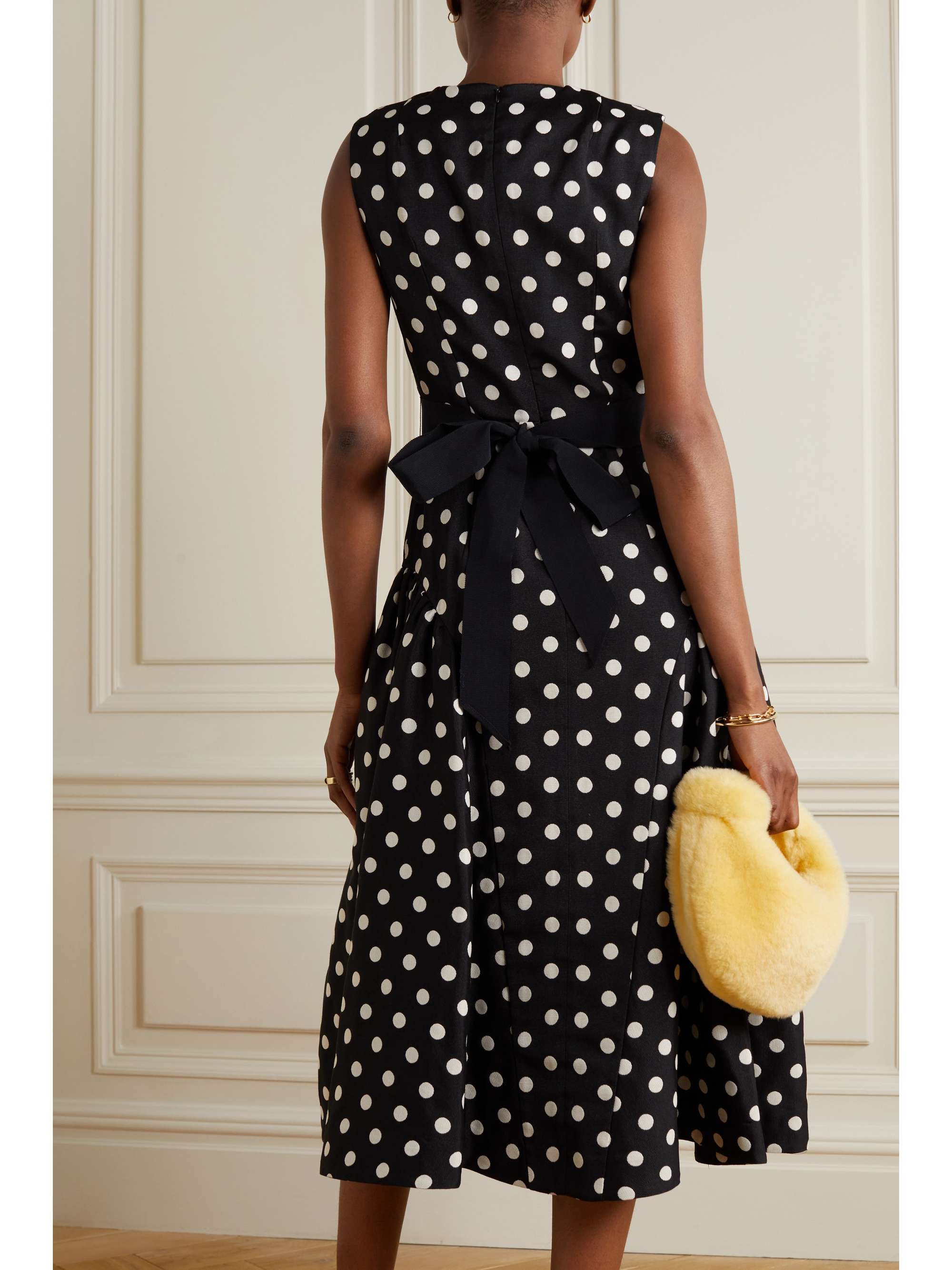 ERDEM Penelope belted polka-dot taffeta-faille midi dress