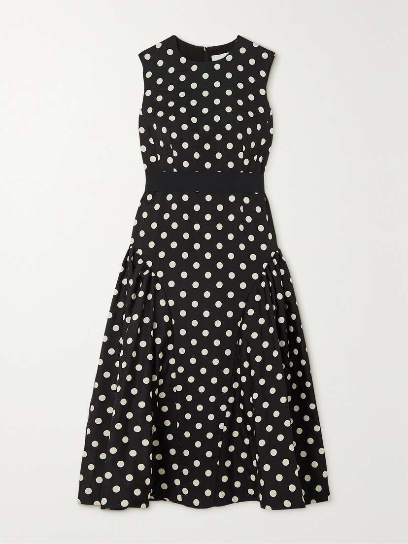 Erdem Penelope Belted Polka-dot Taffeta-faille Midi Dress -  - UK 16