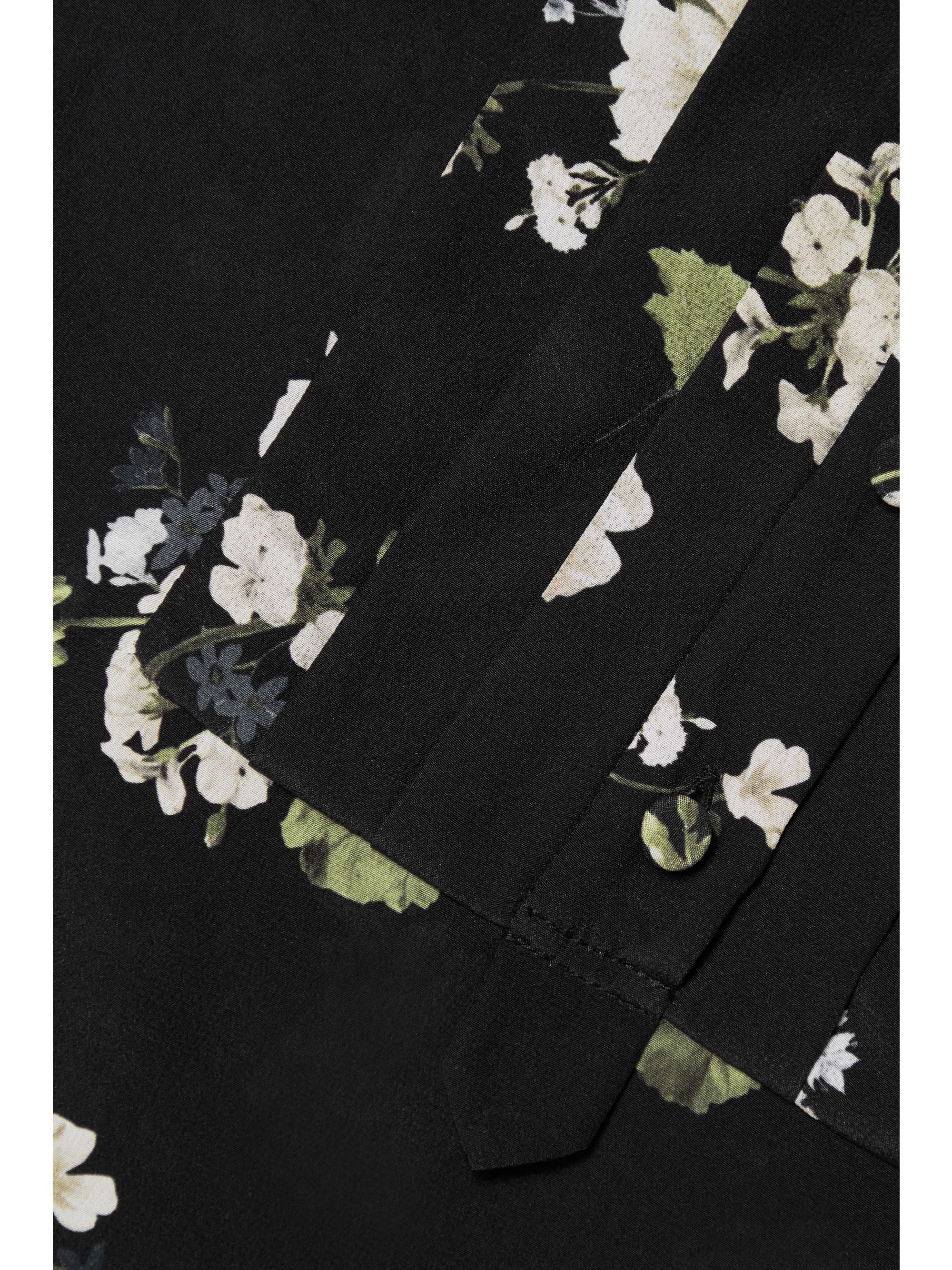ERDEM Heidi 车缝褶花卉印花真丝双绉女衫