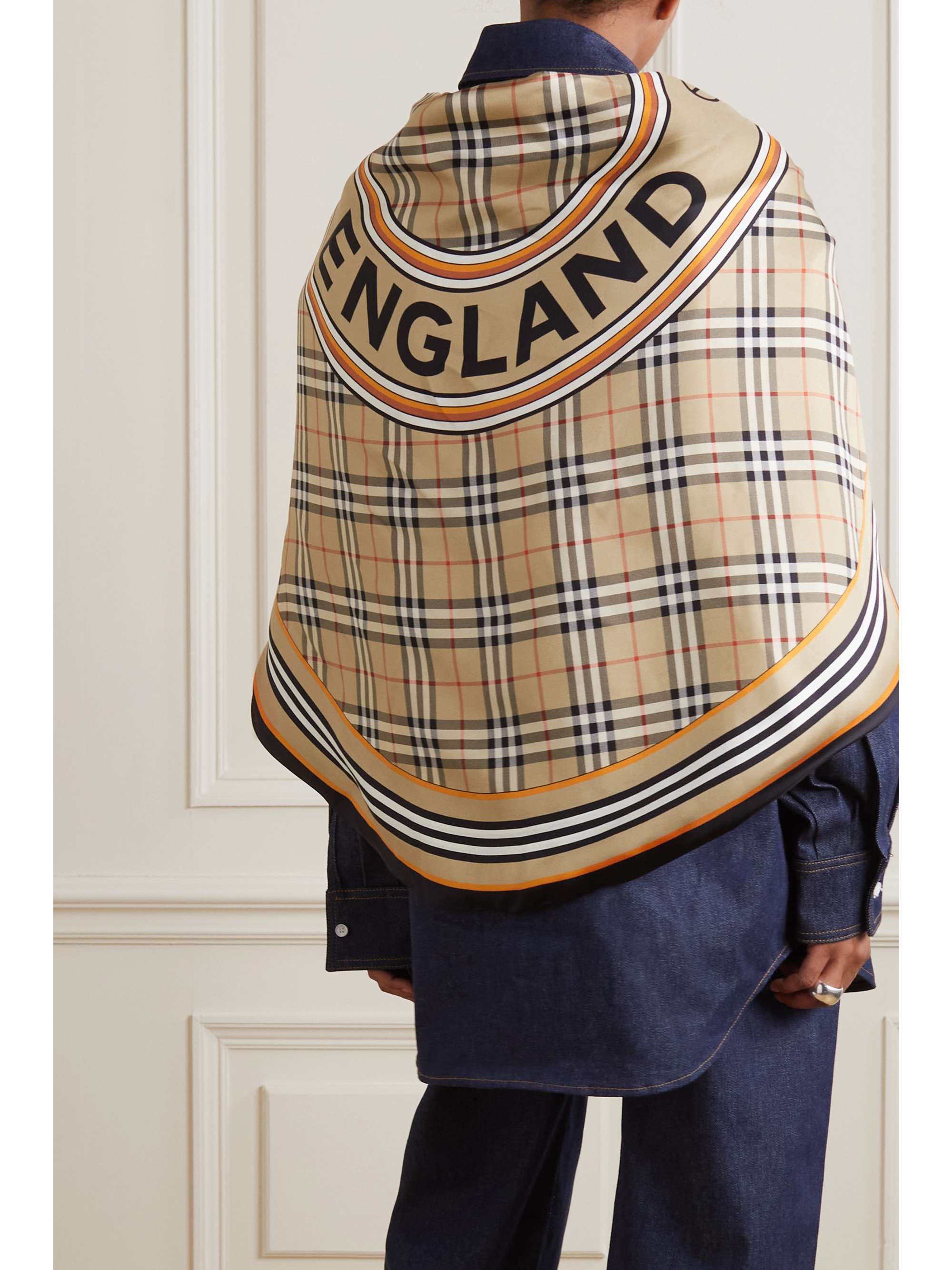 BURBERRY Reversible printed silk-twill scarf