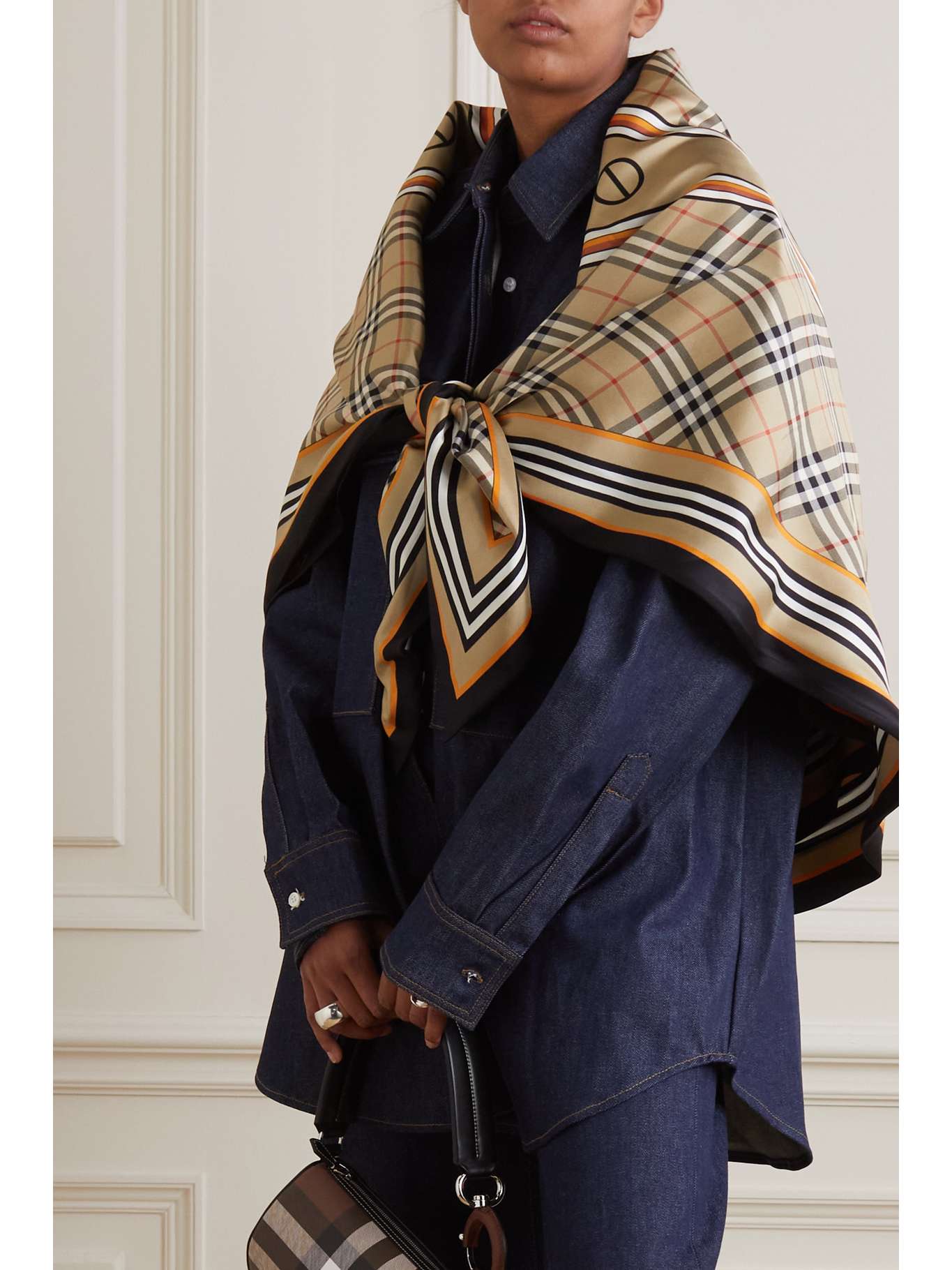 BURBERRY Reversible printed silktwill scarf NETAPORTER