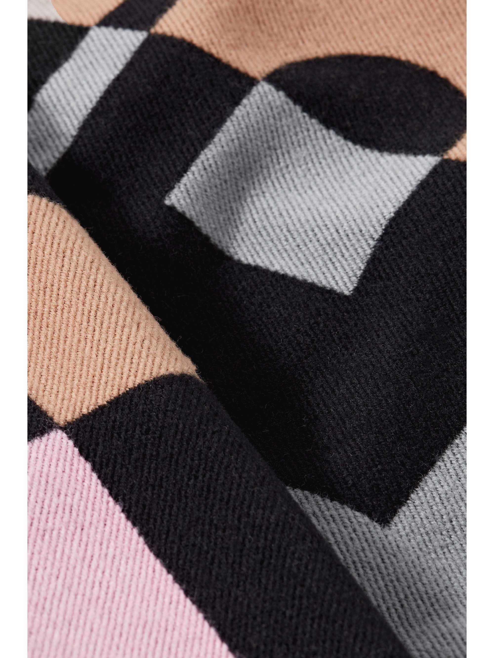 BURBERRY Fringed wool and mulberry silk-blend jacquard scarf