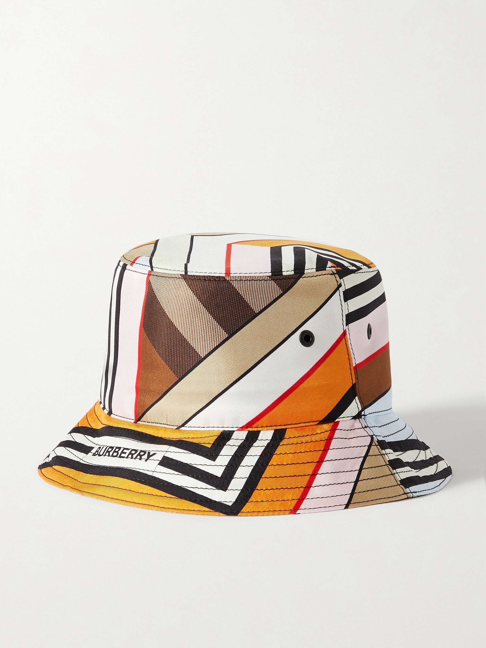 BURBERRY Striped mulberry silk-twill bucket hat | NET-A-PORTER