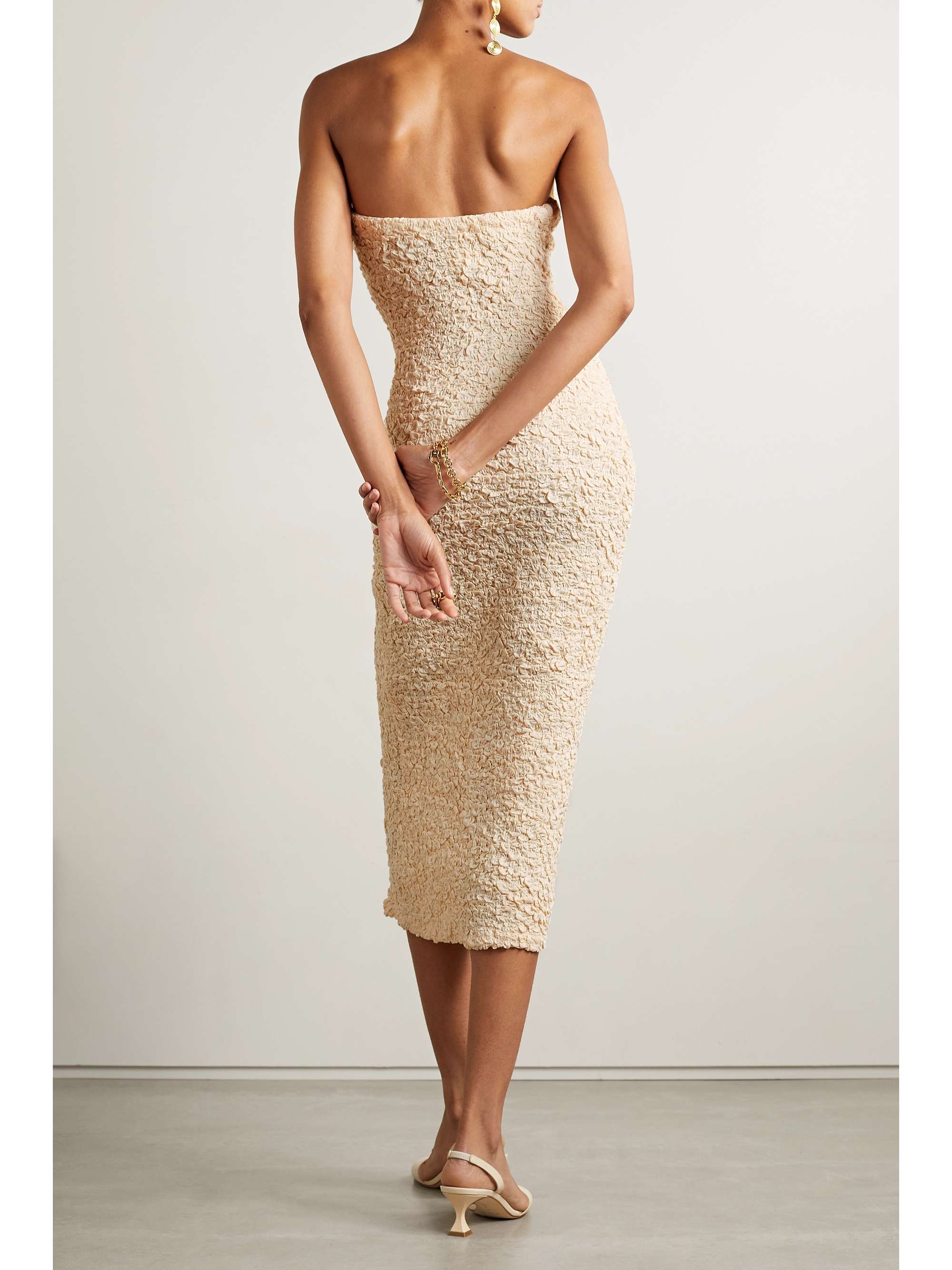 MARA HOFFMAN Mona strapless ruffled organic cottoncloqué midi dress