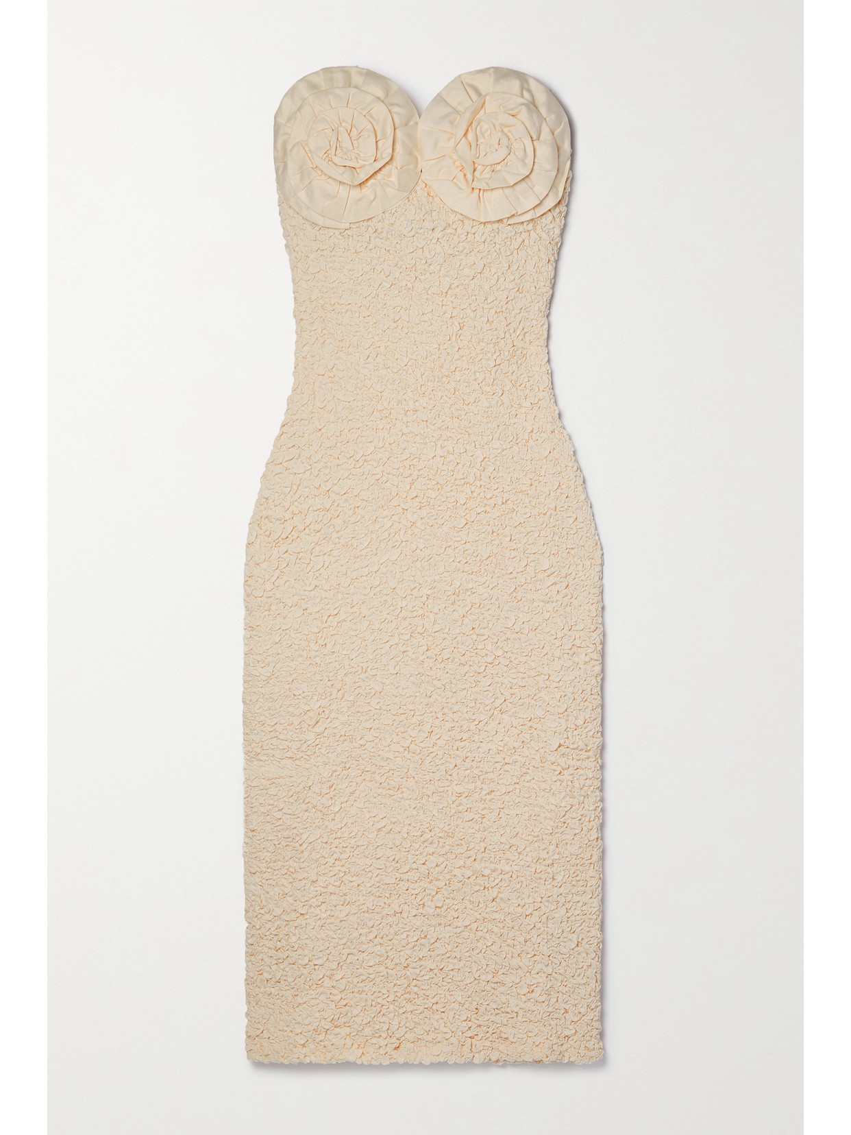 MARA HOFFMAN MONA STRAPLESS RUFFLED ORGANIC COTTON-CLOQUÉ MIDI DRESS