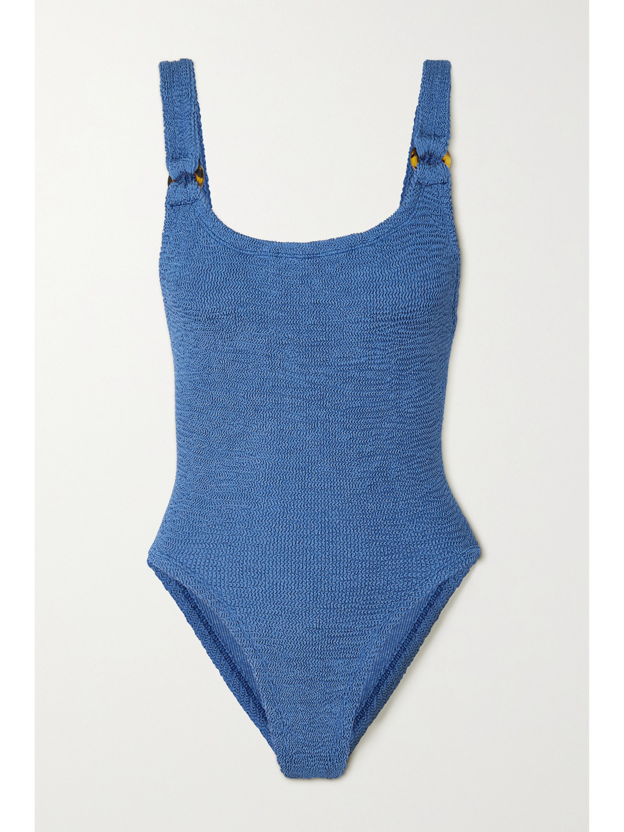 Hunza G Blue Square Neck One-piece Swimsuit In Blue