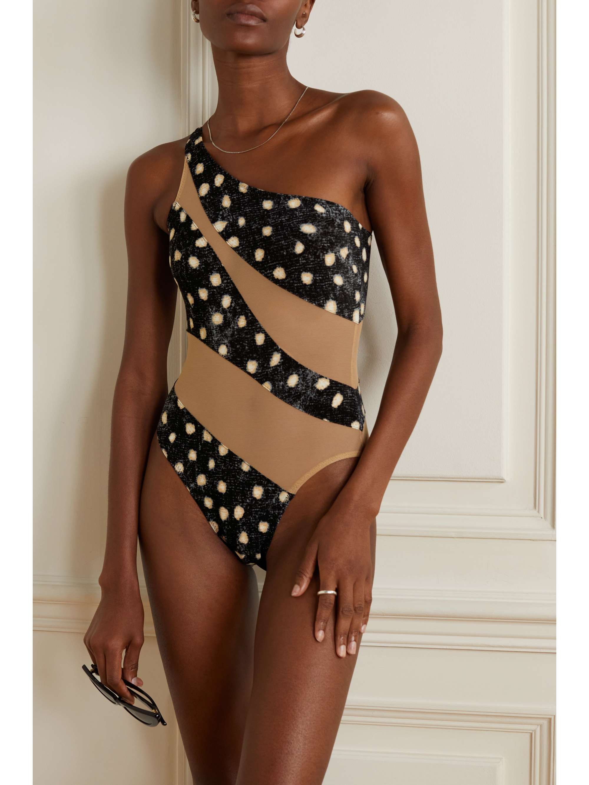 NORMA KAMALI Mio one-shoulder mesh-paneled swimsuit