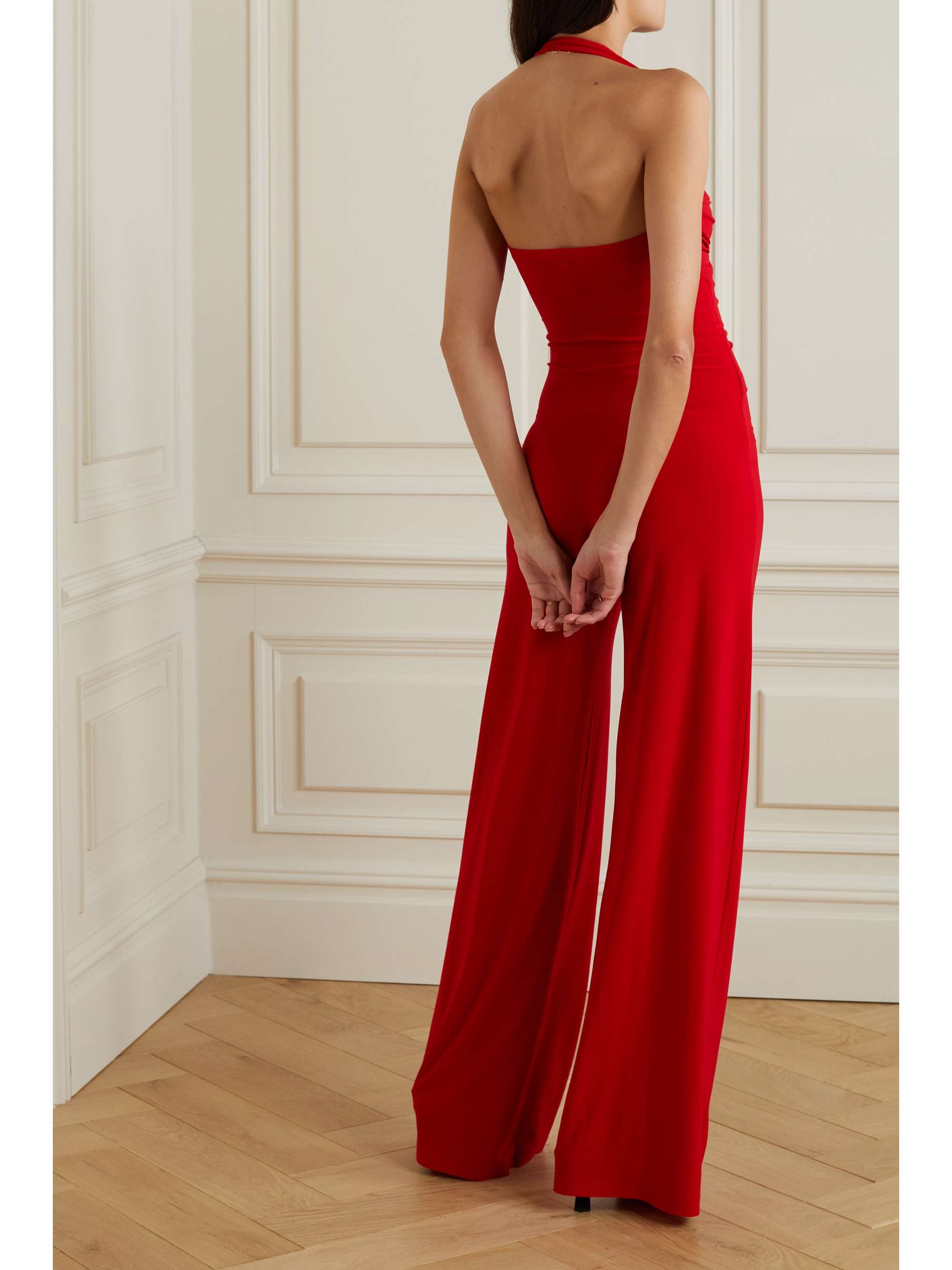 Red Cayla stretch-jersey halterneck jumpsuit | NORMA KAMALI | NET-A-PORTER