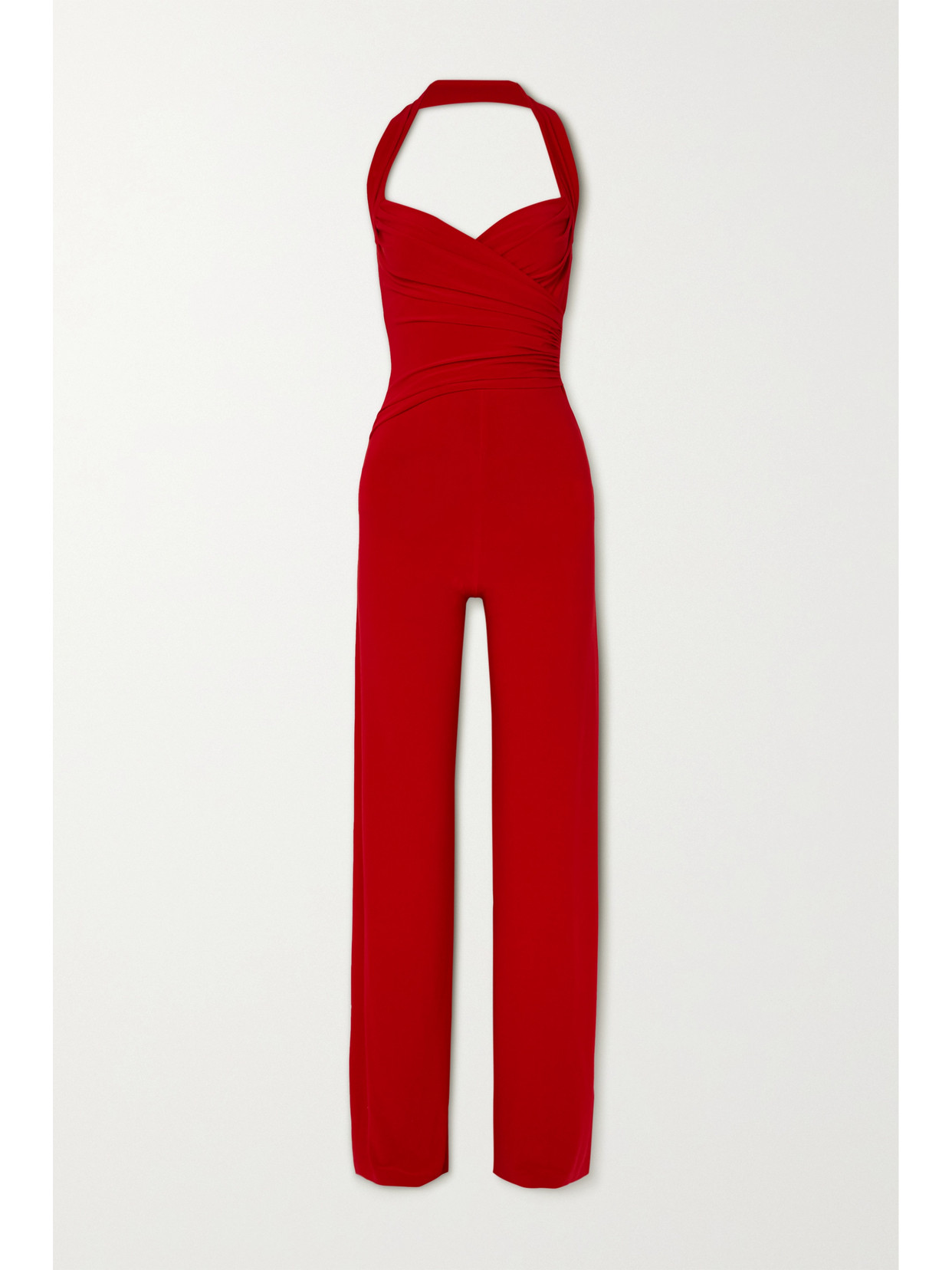 Norma Kamali Elephant High-rise Jersey Wide-leg Trousers In Red