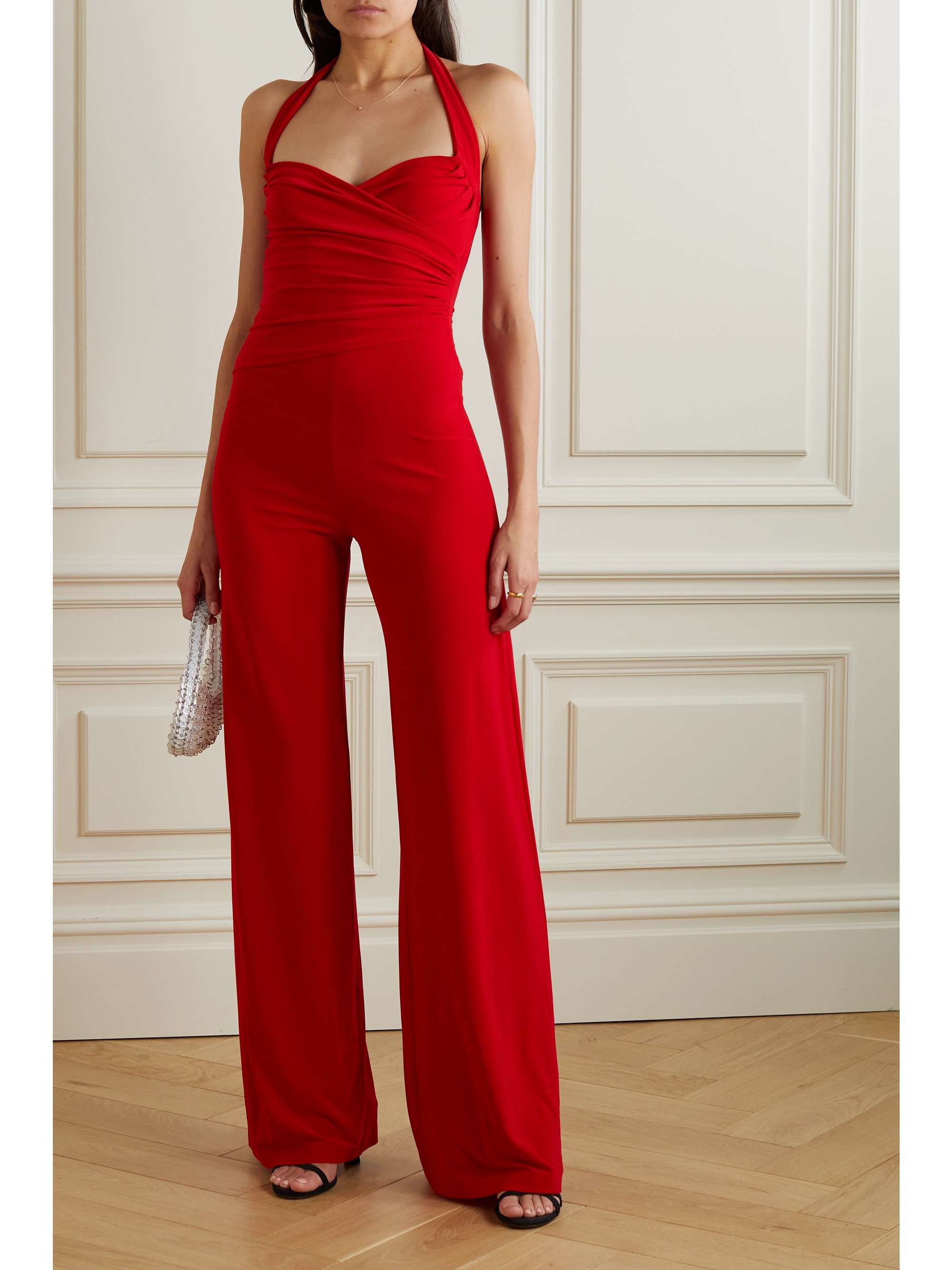 Red Cayla stretch-jersey halterneck 