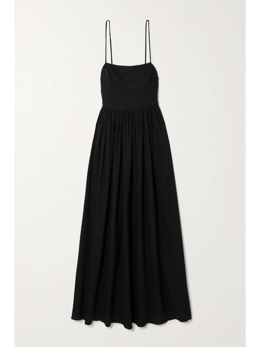 Matteau + Net Sustain Pleated Linen-blend Midi Dress