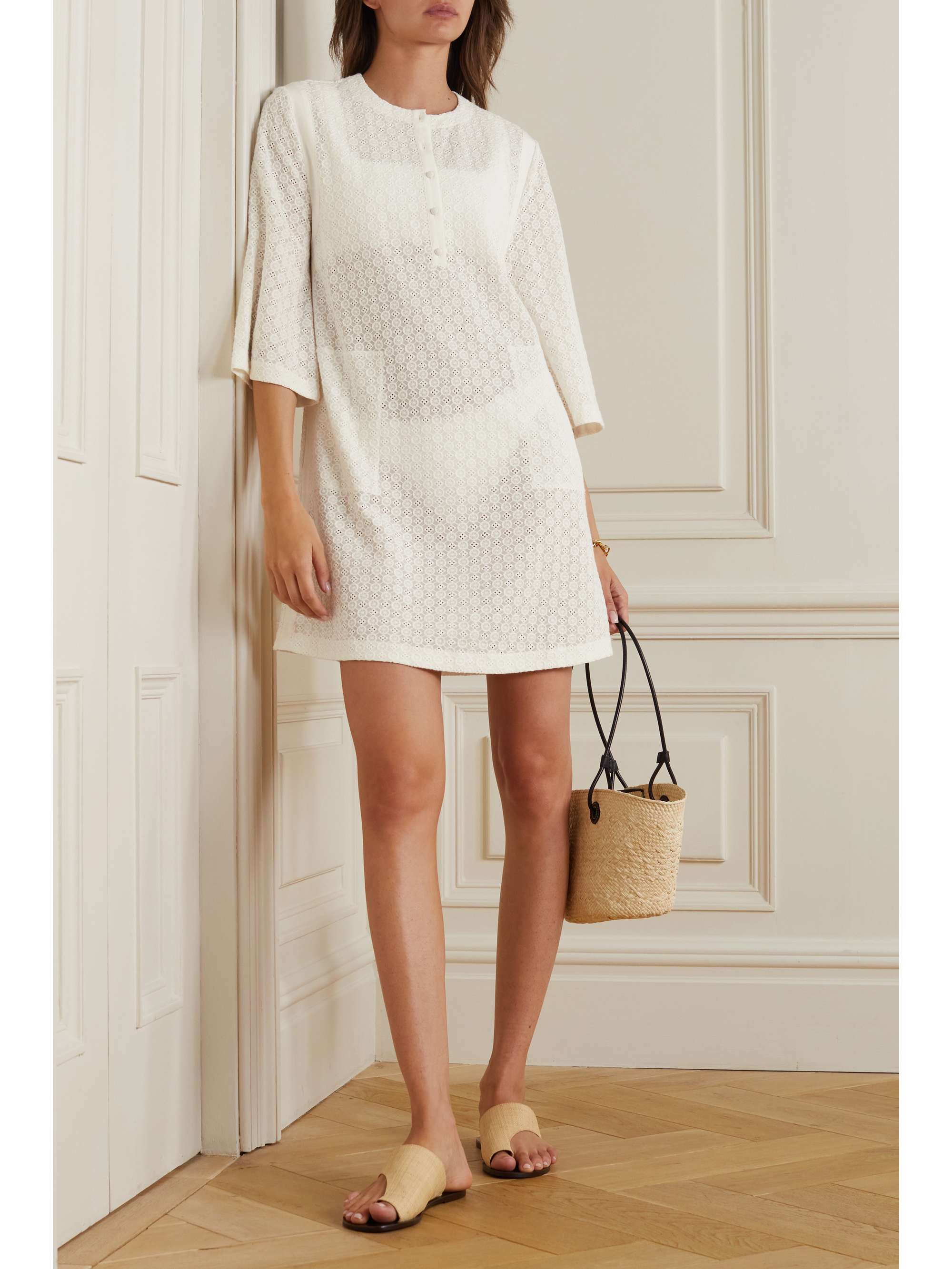 ERES Brigitte Sorbet broderie anglaise silk crepe de chine mini dress