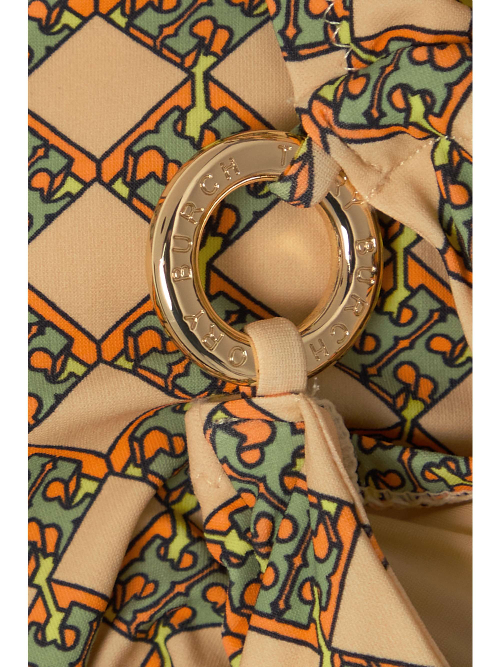 TORY BURCH Embellished printed halterneck swimsuit