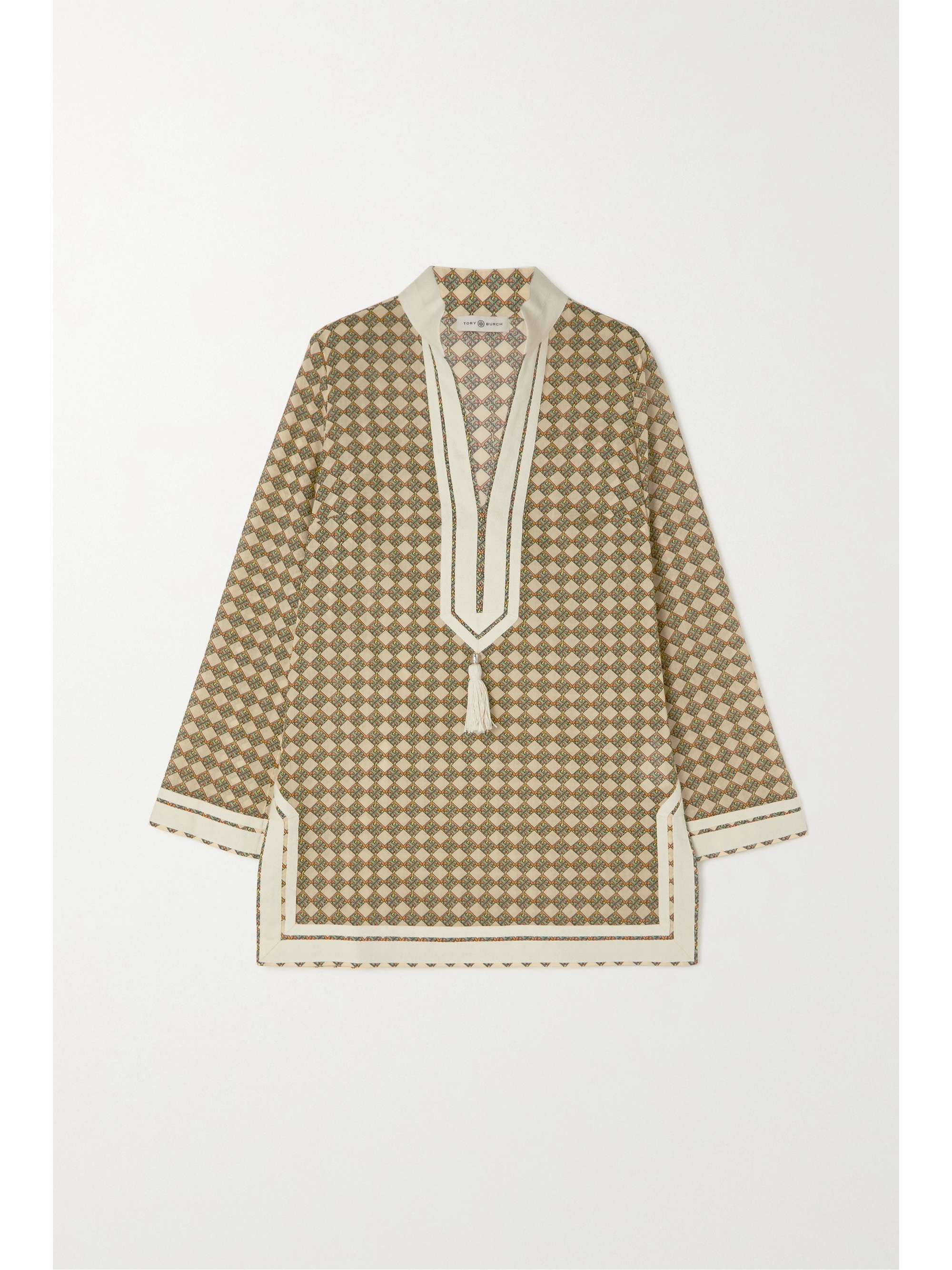 TORY BURCH Tasseled printed cotton tunic | NET-A-PORTER TORY BURCH Tasseled printed cotton tunic | NET-A-PORTER