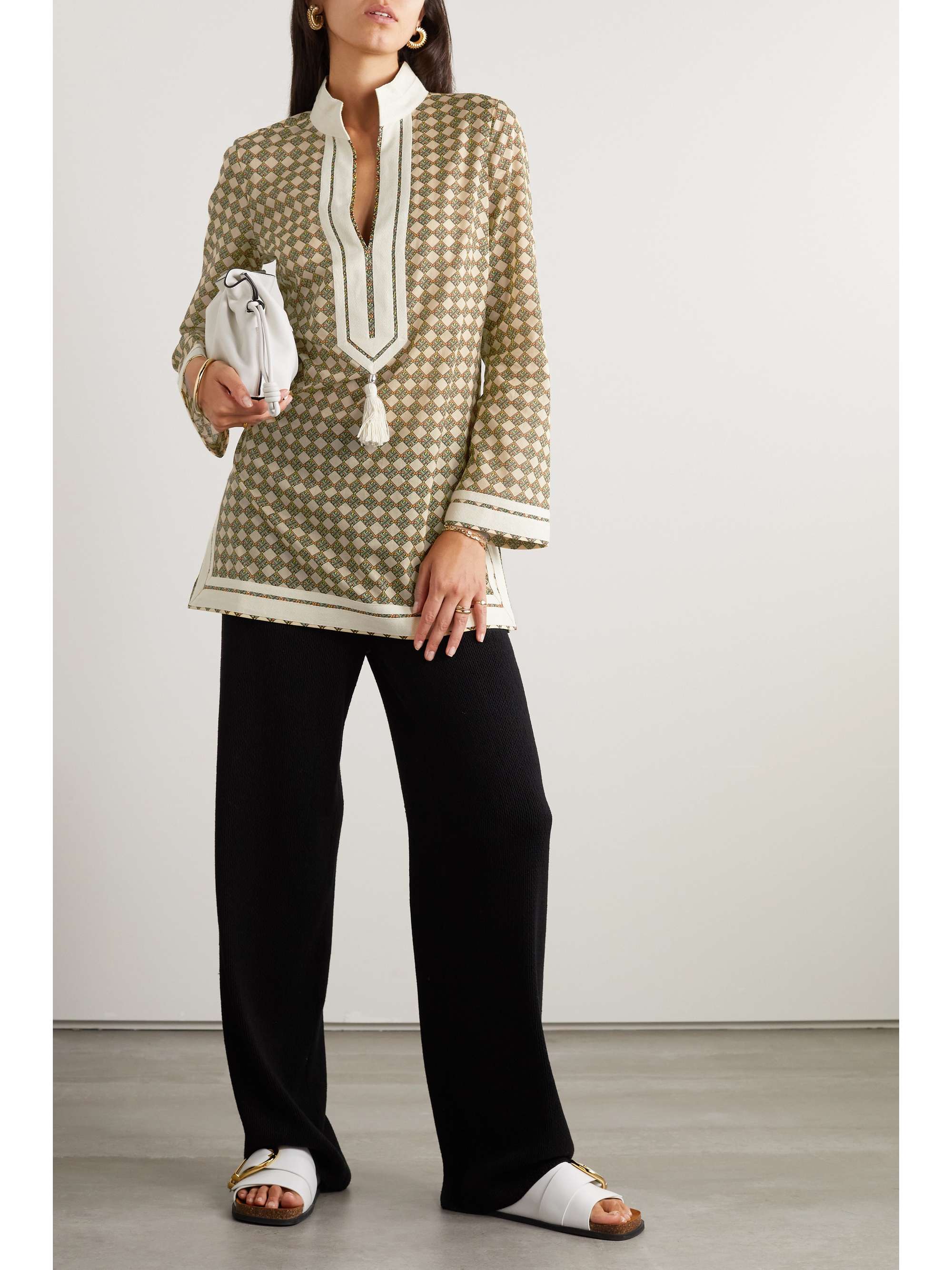 TORY BURCH Tasseled printed cotton tunic | NET-A-PORTER TORY BURCH Tasseled printed cotton tunic | NET-A-PORTER