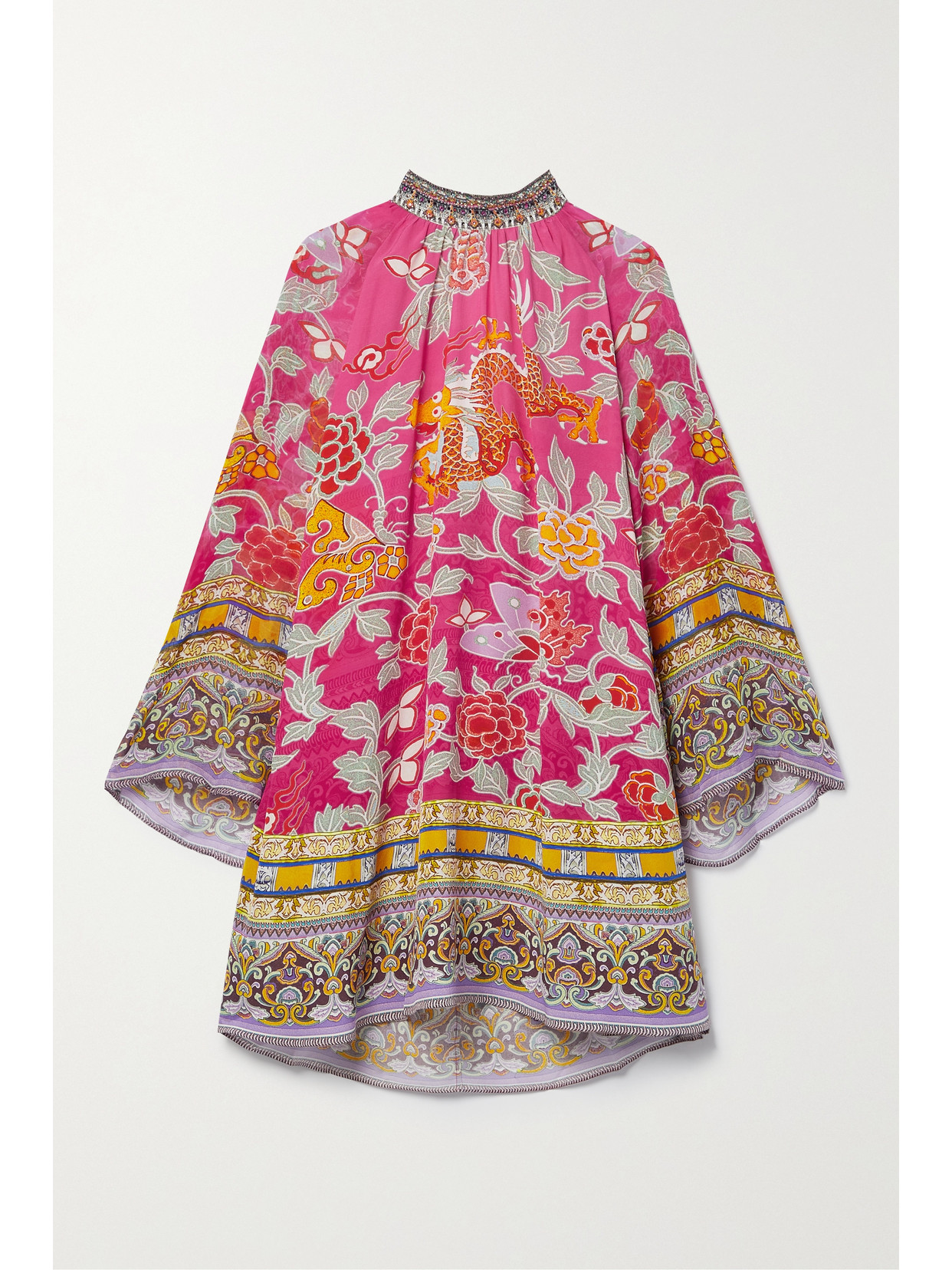 Camilla - Embellished Printed Silk Crepe De Chine And Chiffon Mini Dress - Pink 22 Awaiting product image