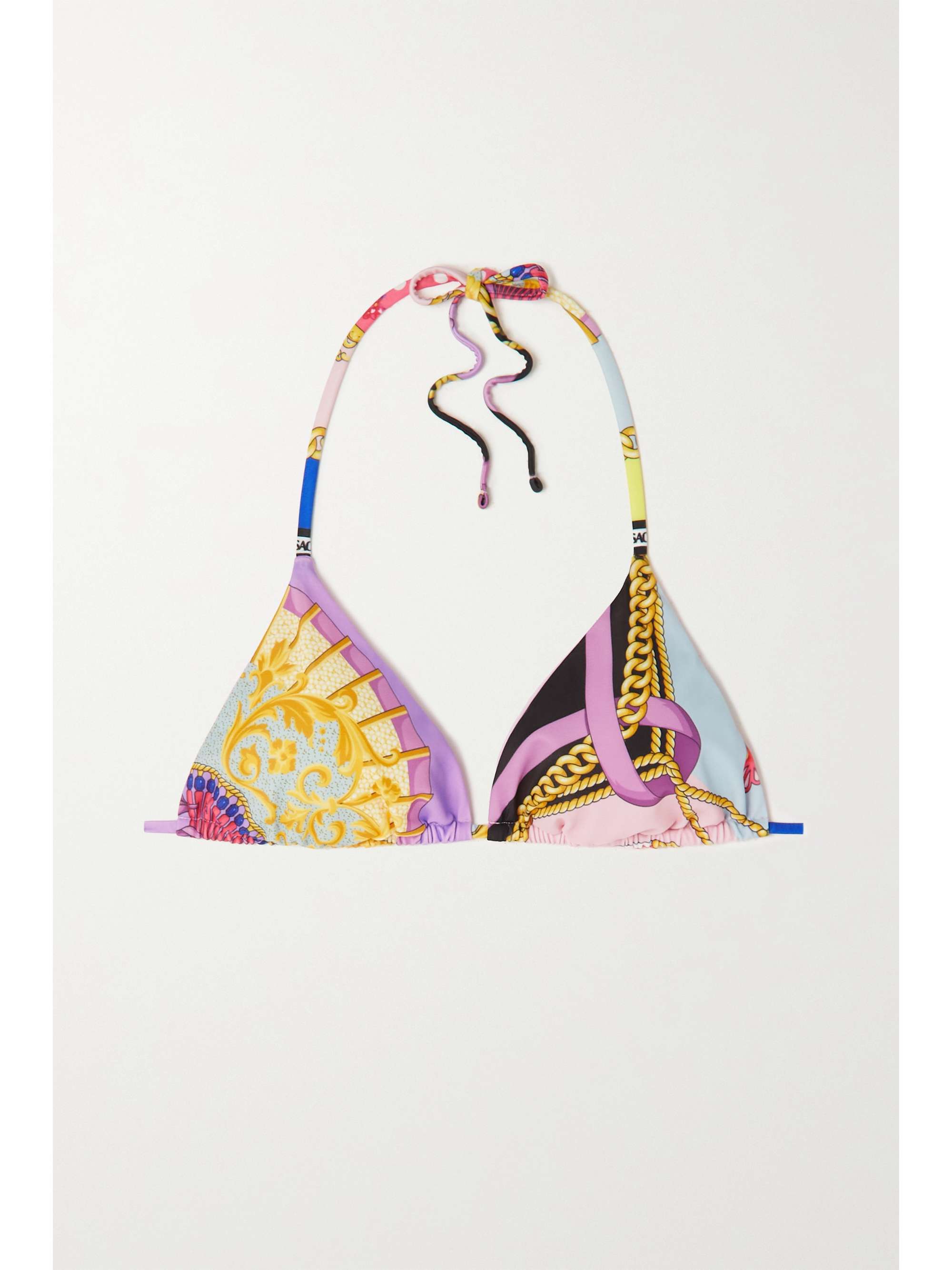 Pink I Ventagli printed triangle bikini top | VERSACE | NET-A-PORTER
