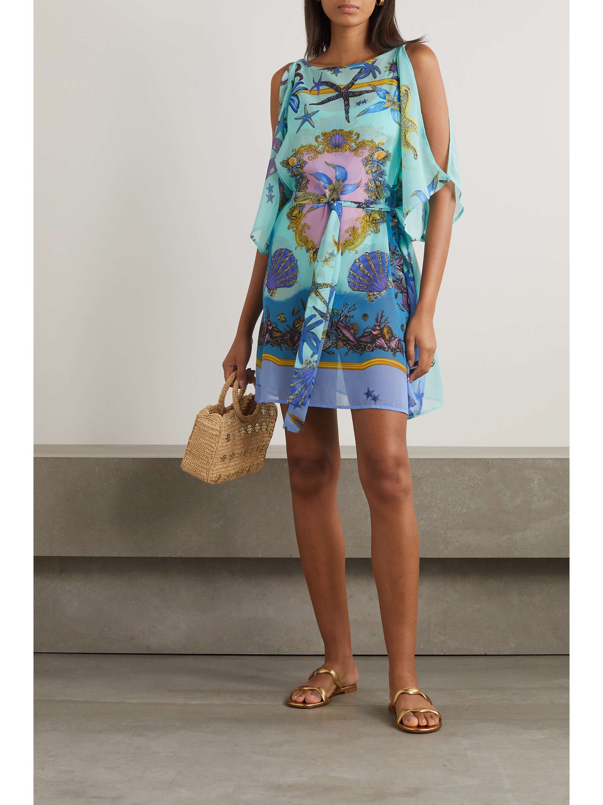 VERSACE Printed silk-georgette coverup