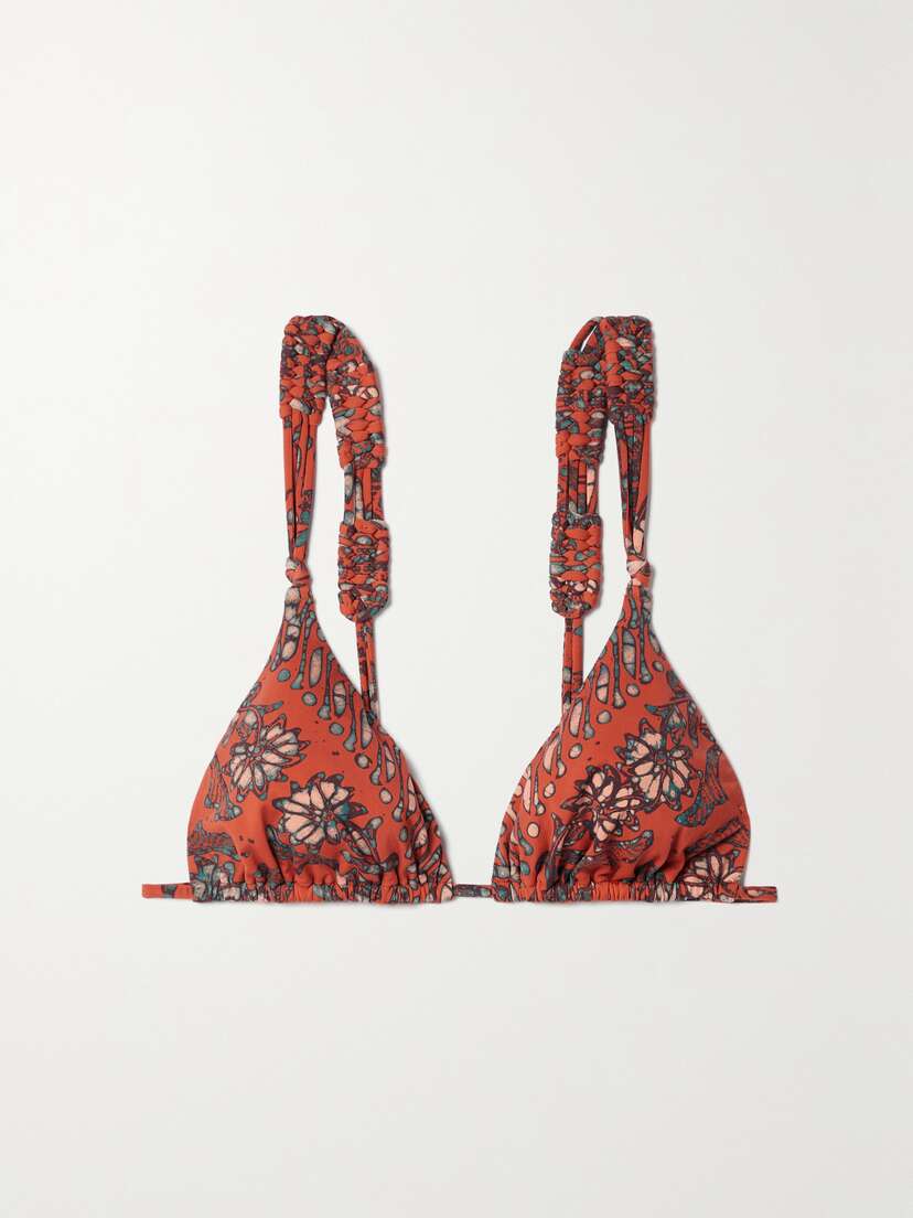 Ulla Johnson Catalina Braided Floral-print Triangle Bikini Top - x large